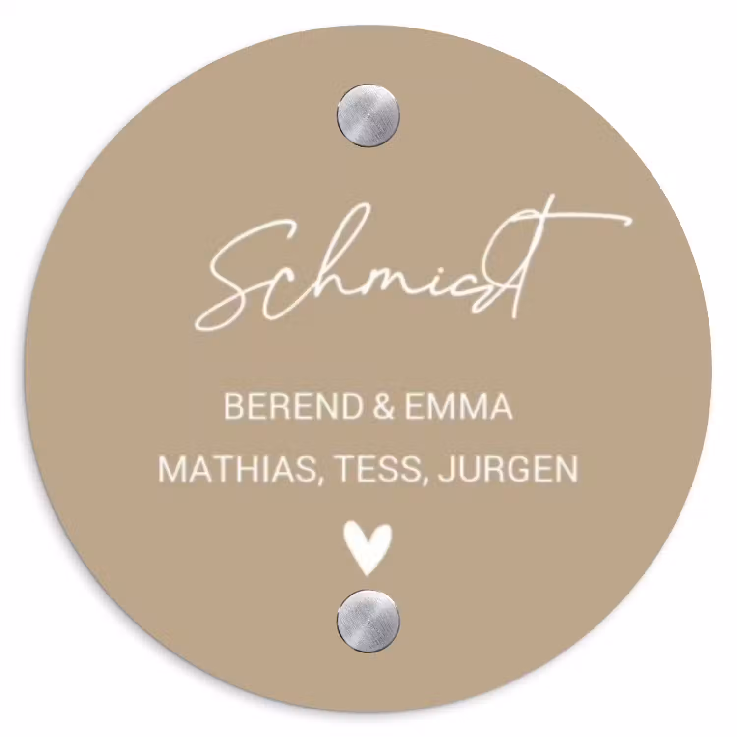 Zandkleur - Sierlijk Naambord Rond klein -3d