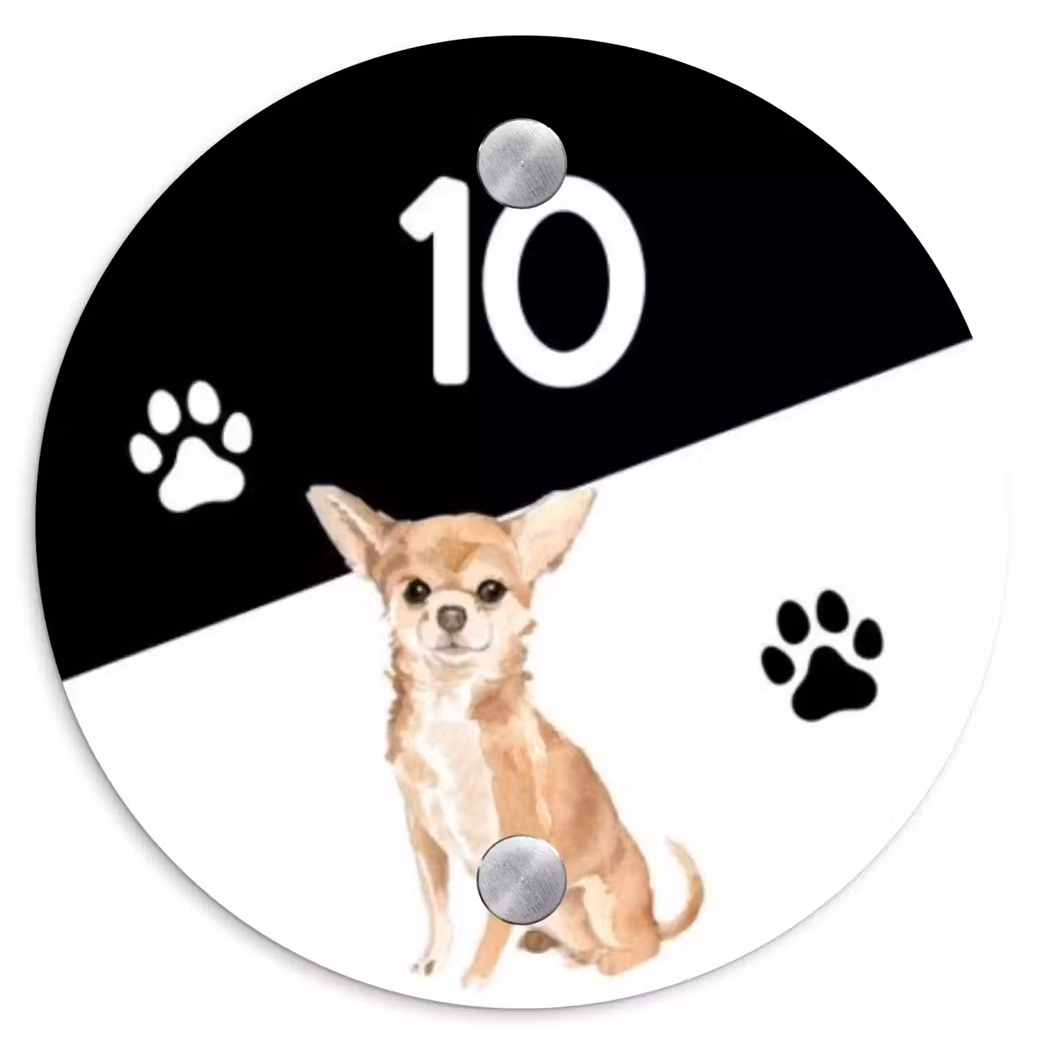 Zwart wit - Huisdier - Chihuahua Naambord Rond klein -3d