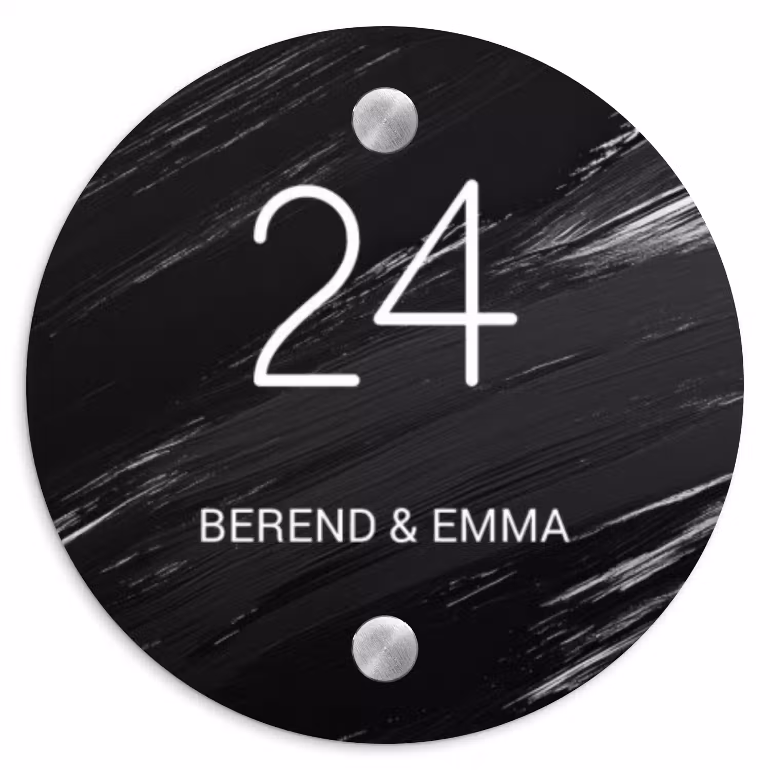 Zwart verftextuur - Klassiek Naambord Rond klein -3d