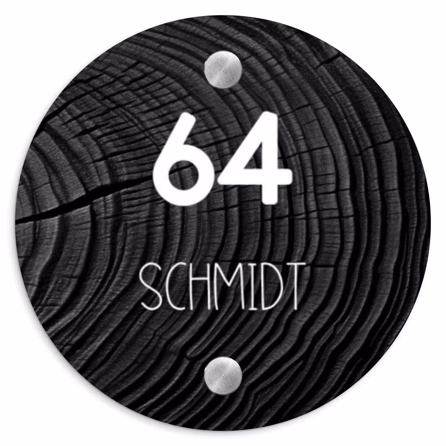 Zwarte houten nerf - Modern Naambord Rond klein -3d