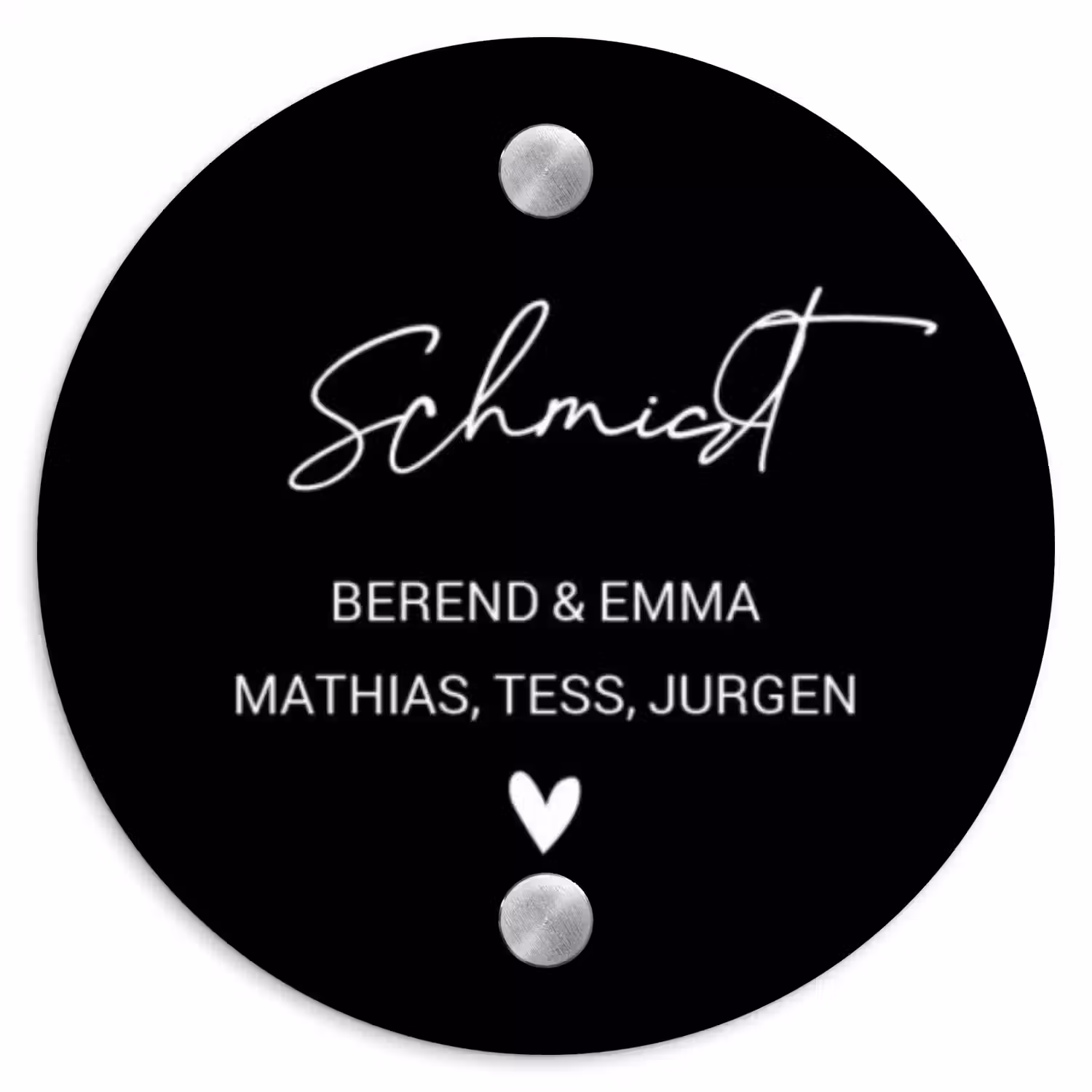 Zwart vlak - Sierlijk Naambord Rond klein -3d