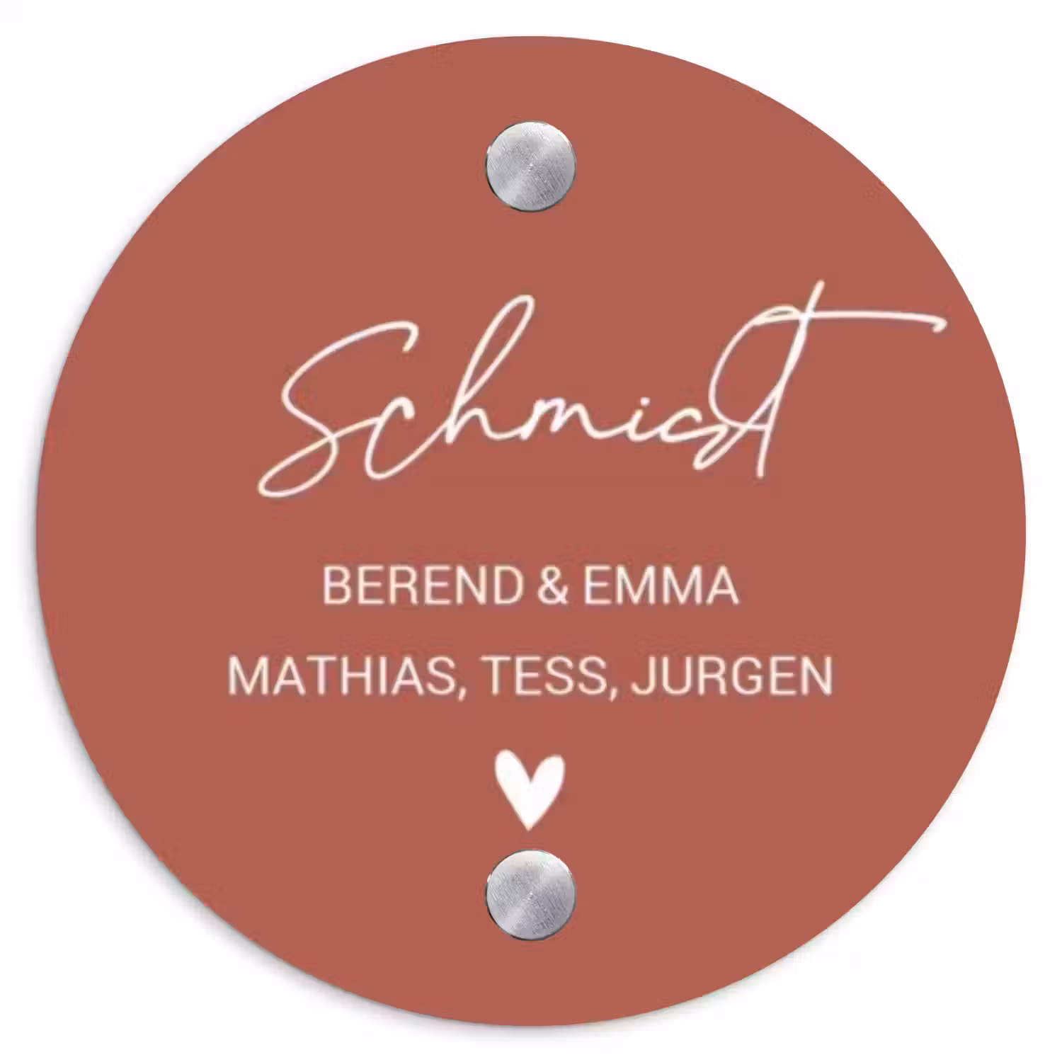 Terracotta - Sierlijk Naambord Rond klein -3d