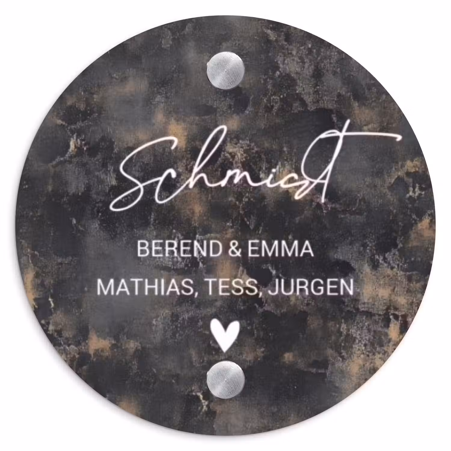 Verweerd metaal - Sierlijk Naambord Rond klein -3d