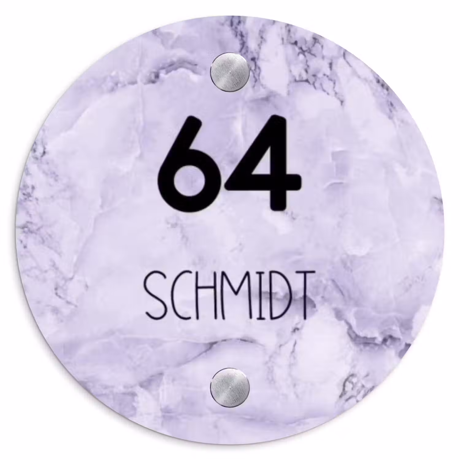 Paars marmer - Modern Naambord Rond klein -3d