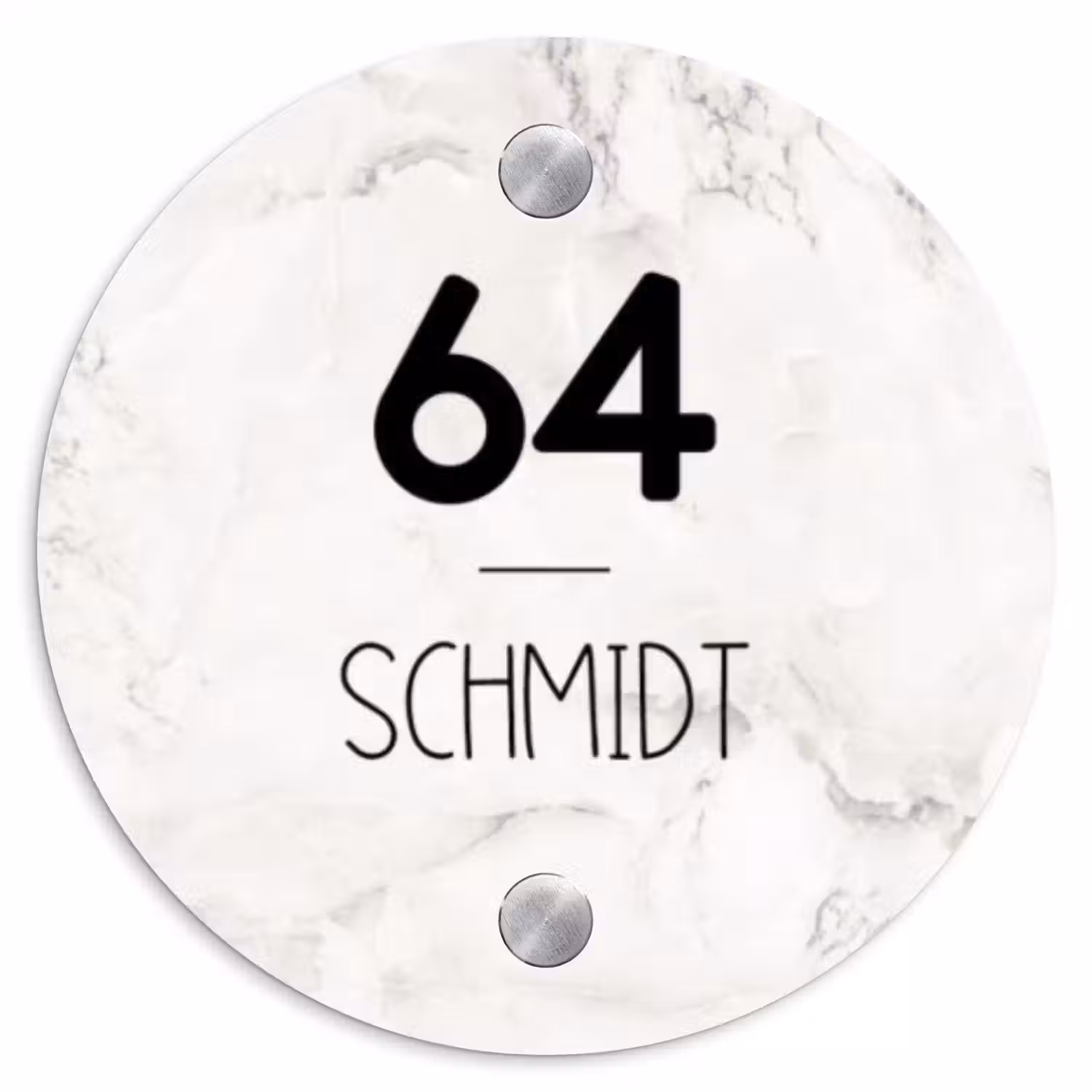 Wit marmer - Modern Naambord Rond klein -3d