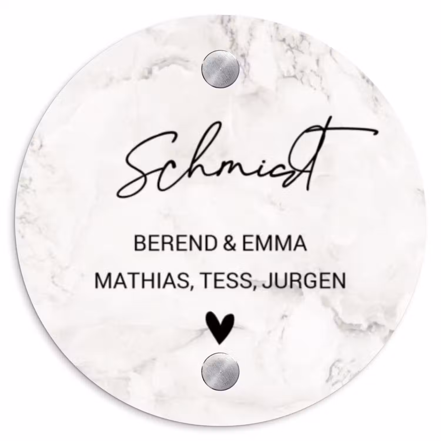 Wit marmer - Sierlijk Naambord Rond klein -3d