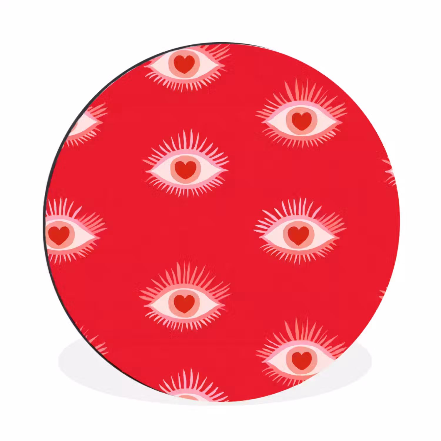 Ogen - Hart - Abstract - Rood - Roze Wandcirkel aluminium klein 190 -3d