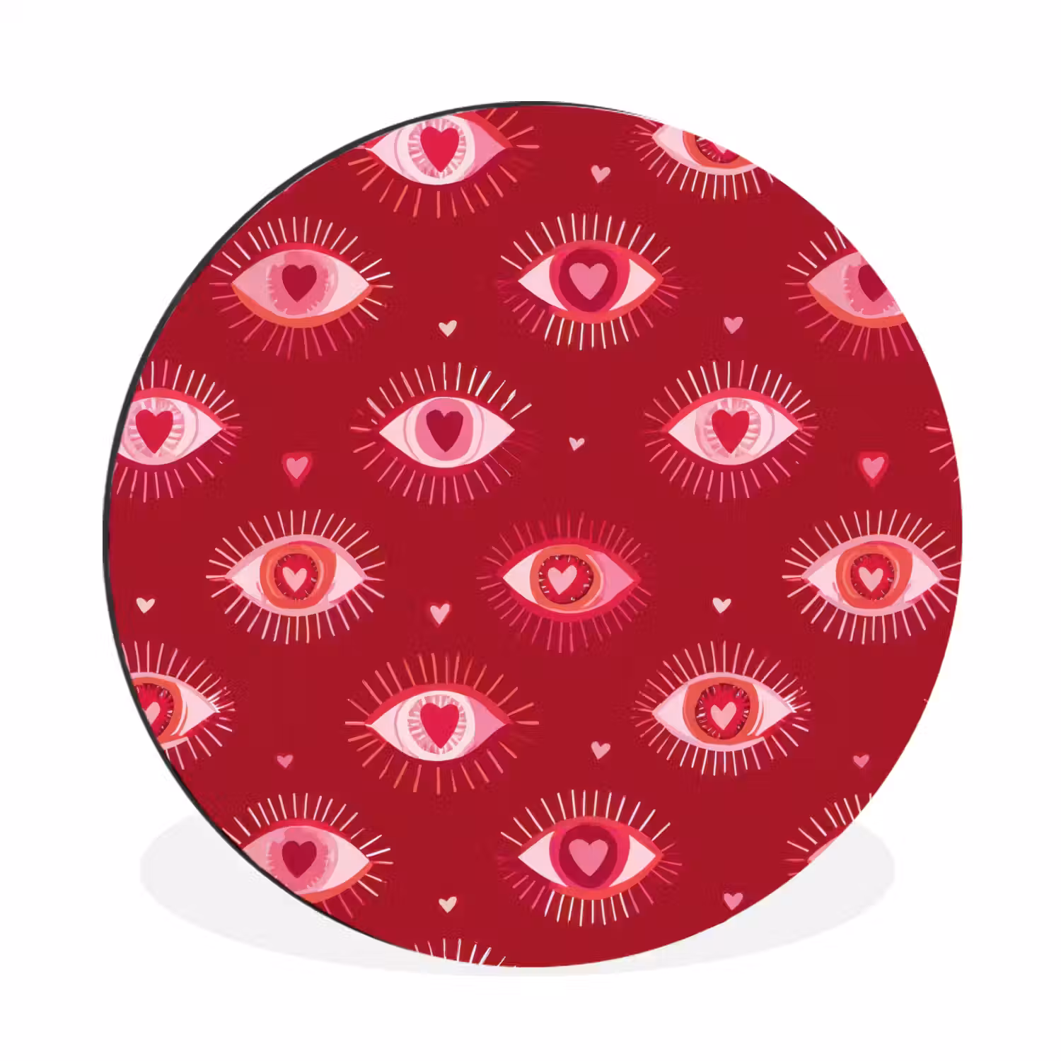 Ogen - Patroon - Roze - Donkerrood Wandcirkel aluminium klein 190 -3d