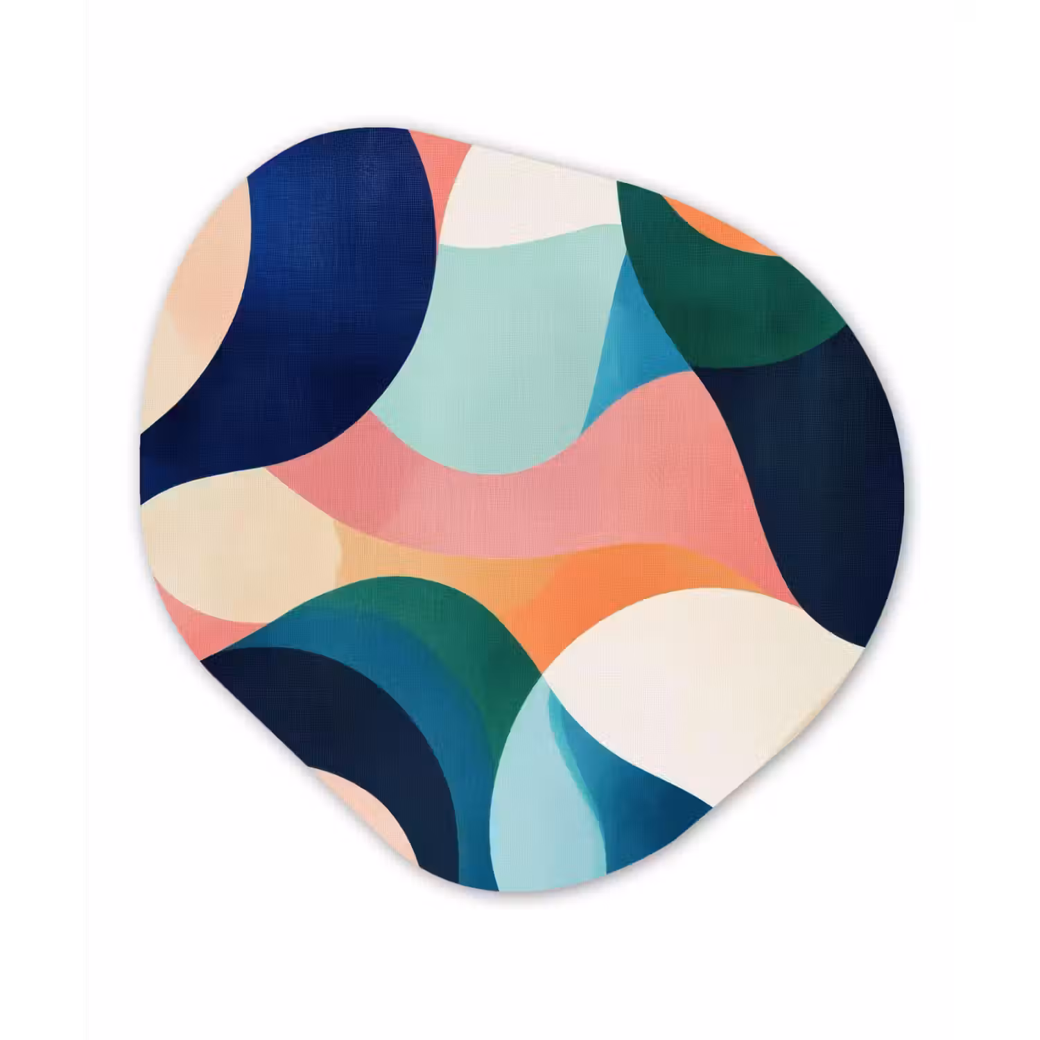 Abstract - Blauw - Roze Wandcirkel Organisch Aluminium middel -3d