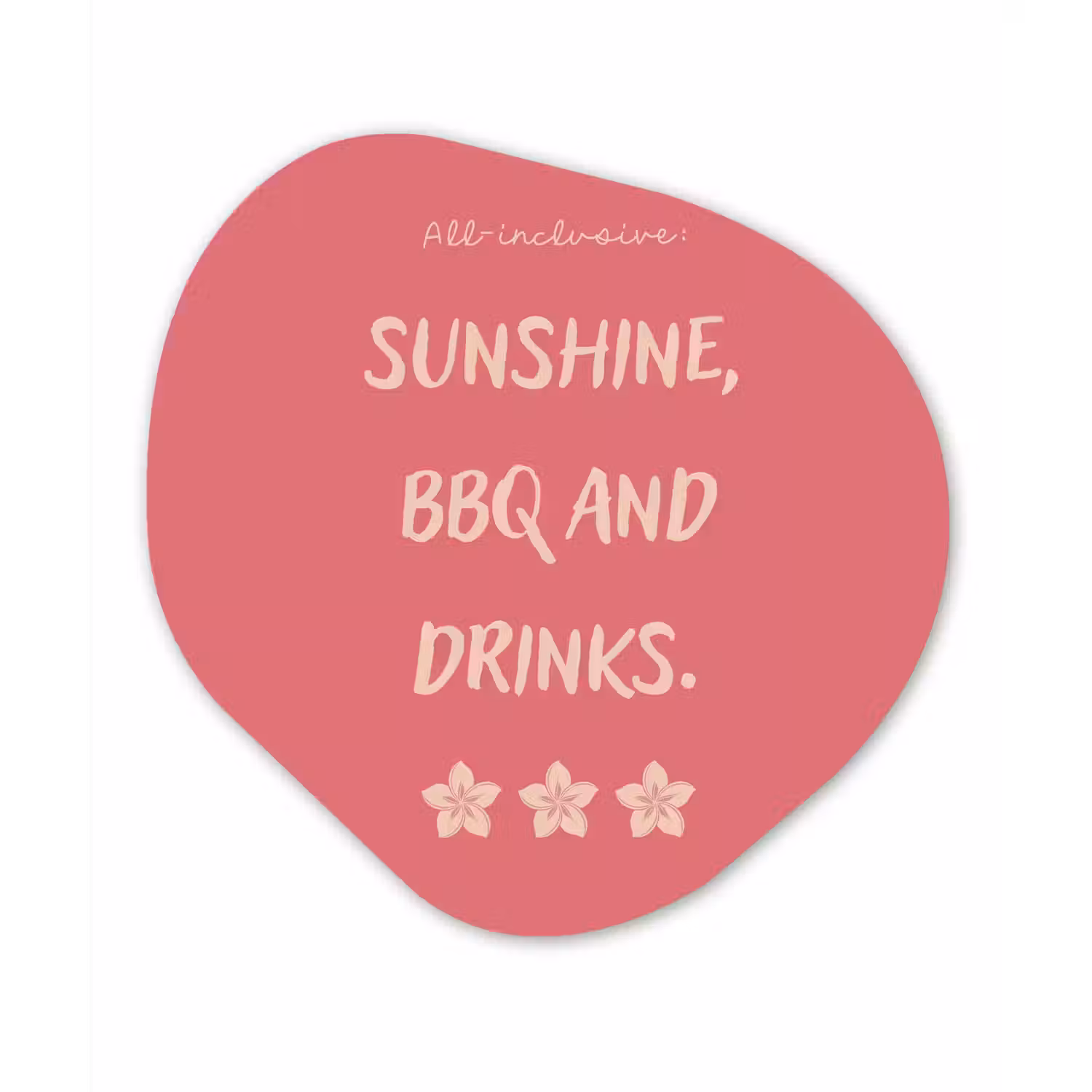 BBQ - Quote - Roze - Zomer Wandcirkel Organisch Aluminium middel -3d