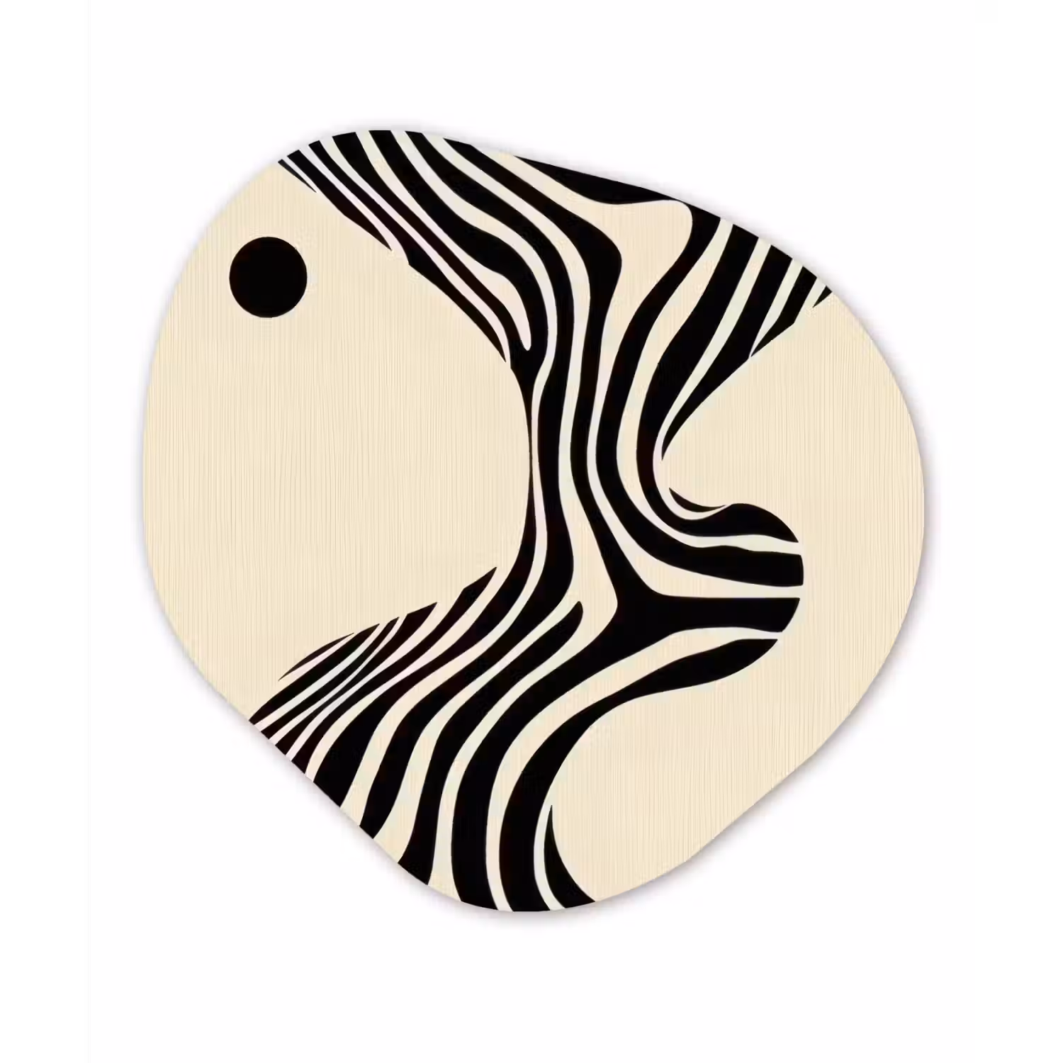Beige - Lijnen - Golvend - Abstract Wandcirkel Organisch Aluminium middel -3d