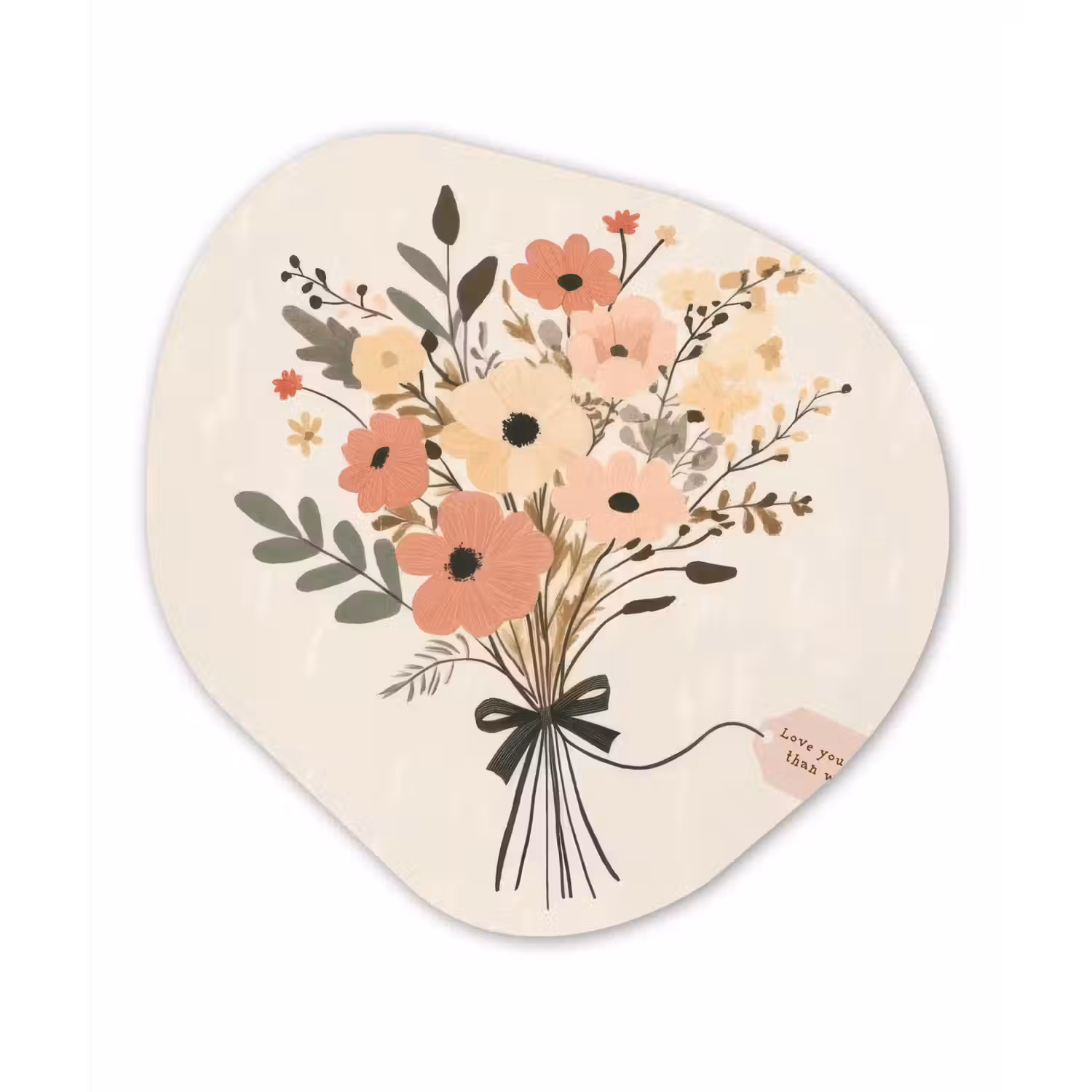 Bloemen - Quote - Beige - Lint Wandcirkel Organisch Aluminium middel -3d