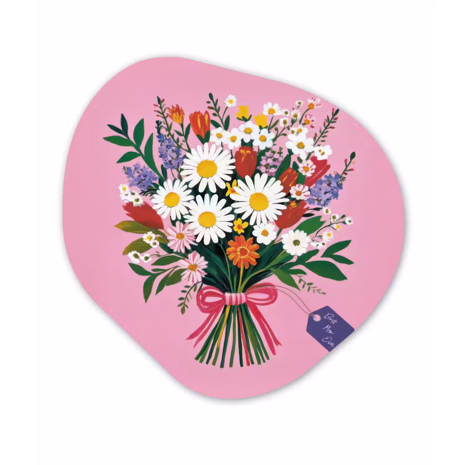 Bloemen - Quote - Kaartje - Kleurrijk Wandcirkel Organisch Aluminium middel -3d