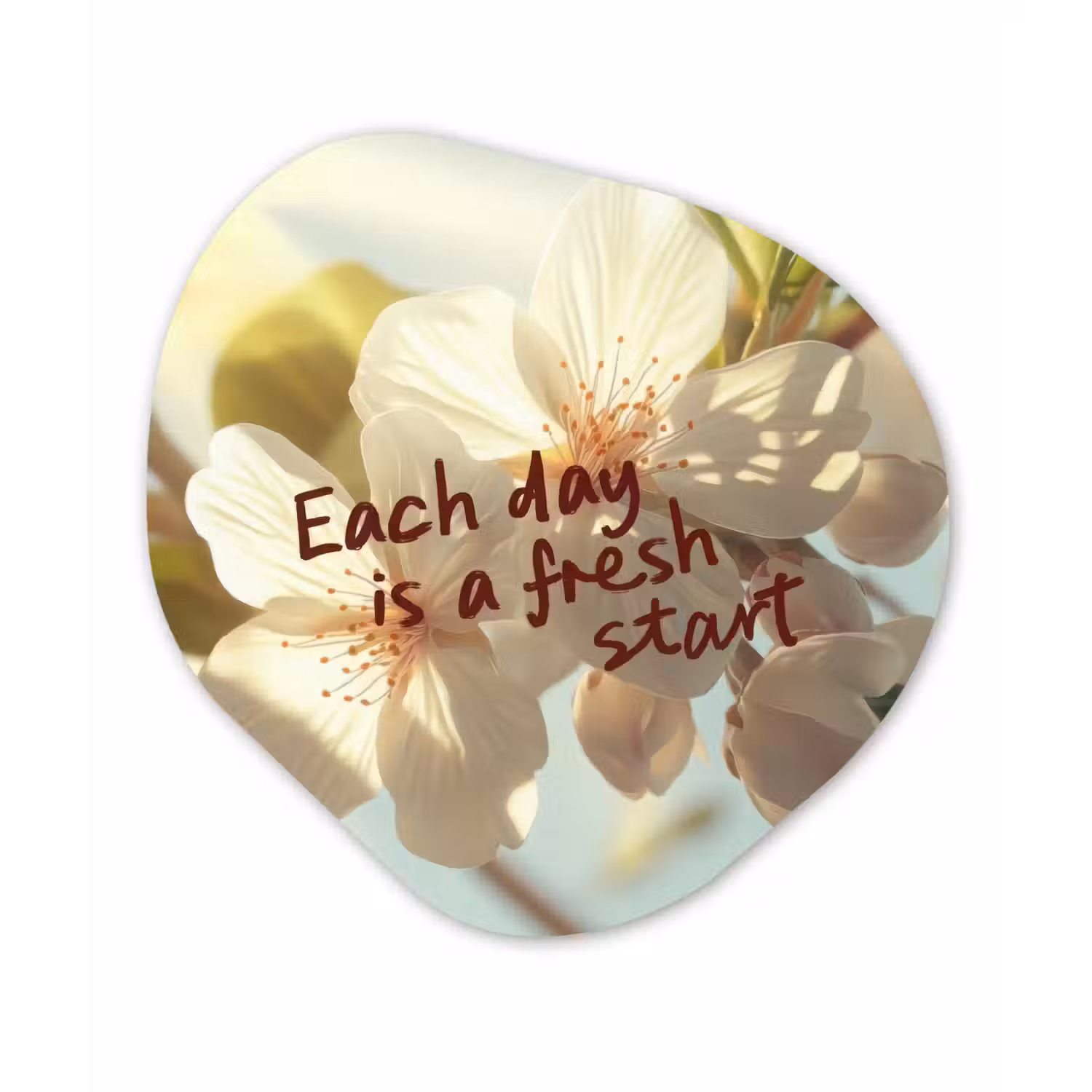 Bloesems - Zonlicht - Quote - Wit Wandcirkel Organisch Aluminium middel -3d
