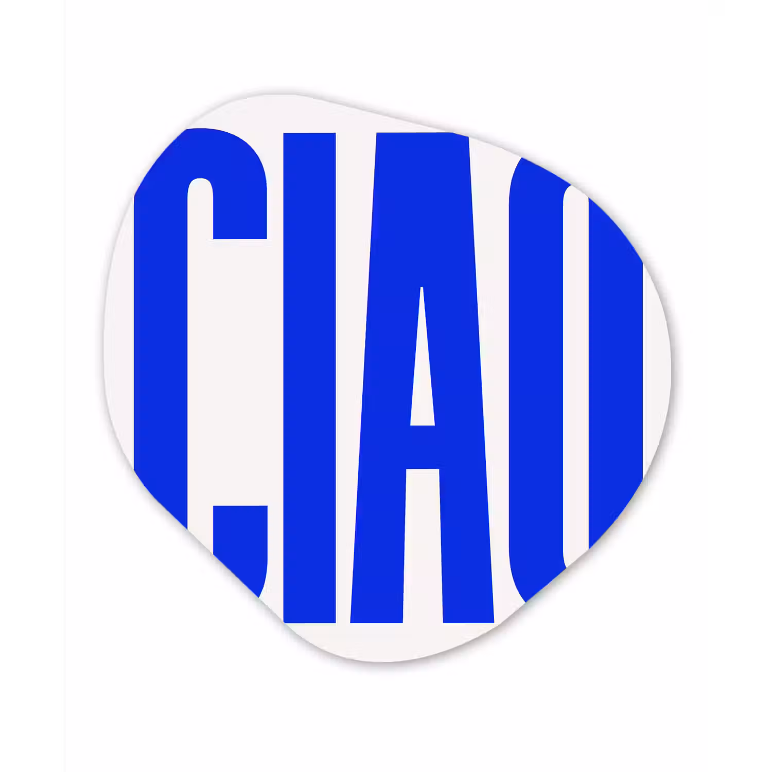 Ciao - Hoofdletters - Blauw - Minimalistisch Wandcirkel Organisch Aluminium middel -3d