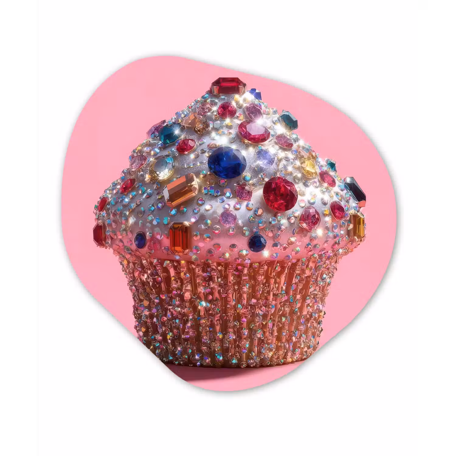 Cupcake - Kleurrijk - Edelstenen Wandcirkel Organisch Aluminium middel -3d
