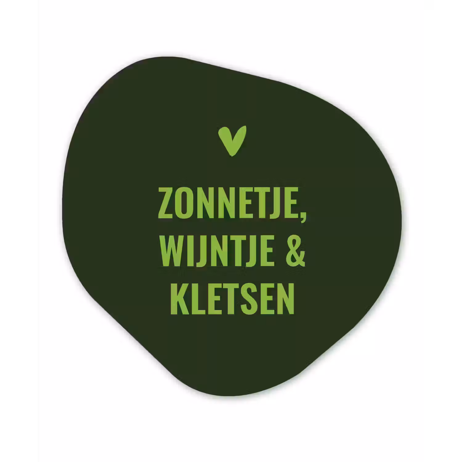 Donkergroen - Quote - Zon - Zomer Wandcirkel Organisch Aluminium middel -3d