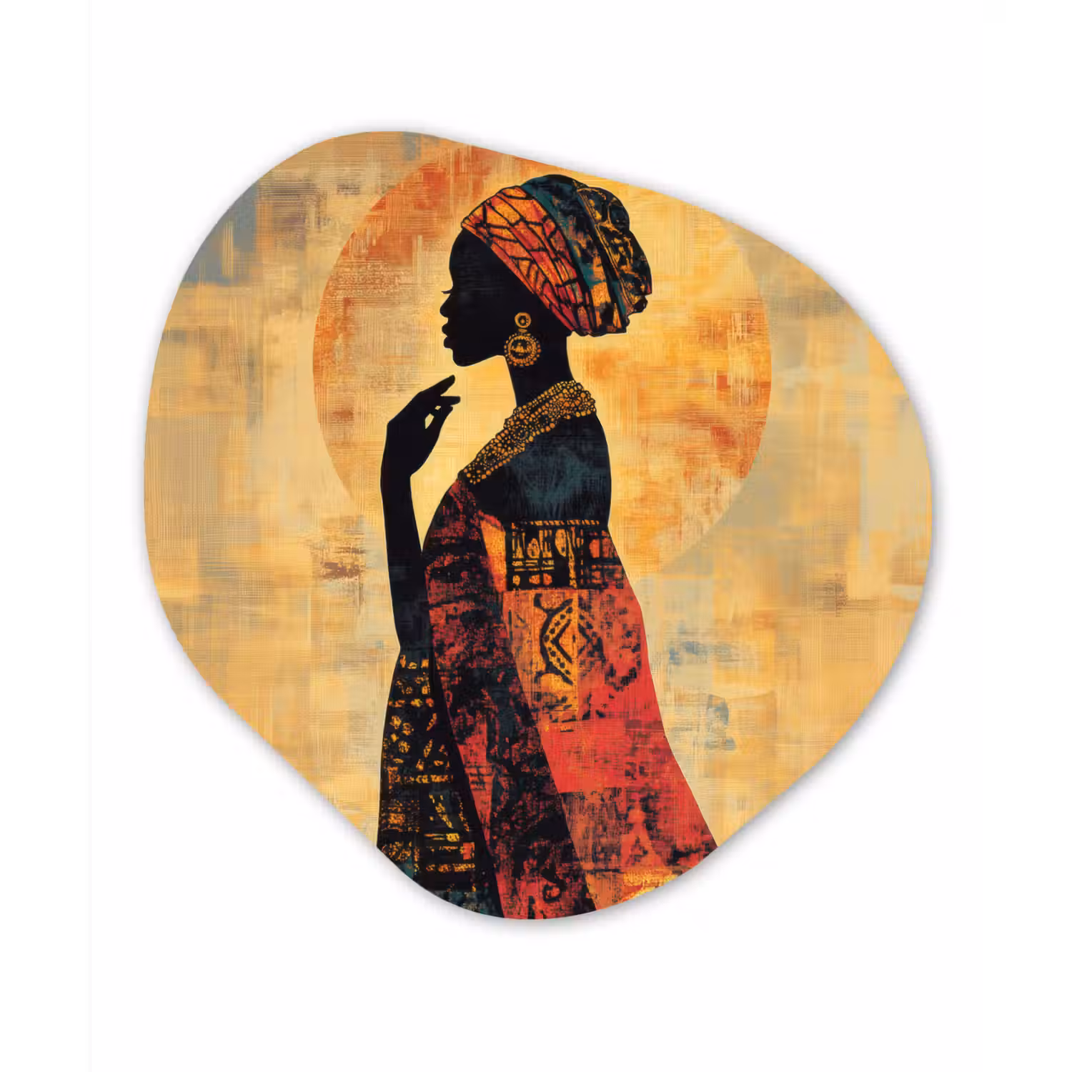 Vrouw - Silhouet - Patronen - Sierlijk Wandcirkel Organisch Aluminium middel -3d