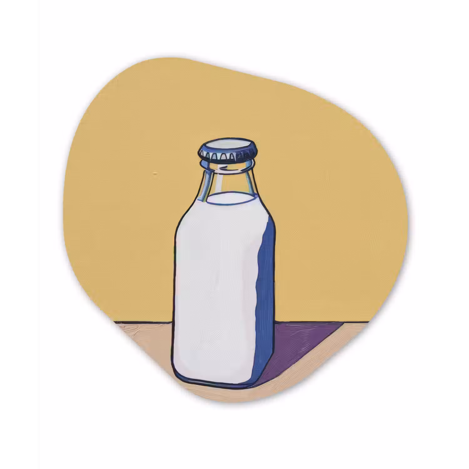 Glazen - Fles - Illustratie - Melk Wandcirkel Organisch Aluminium middel -3d
