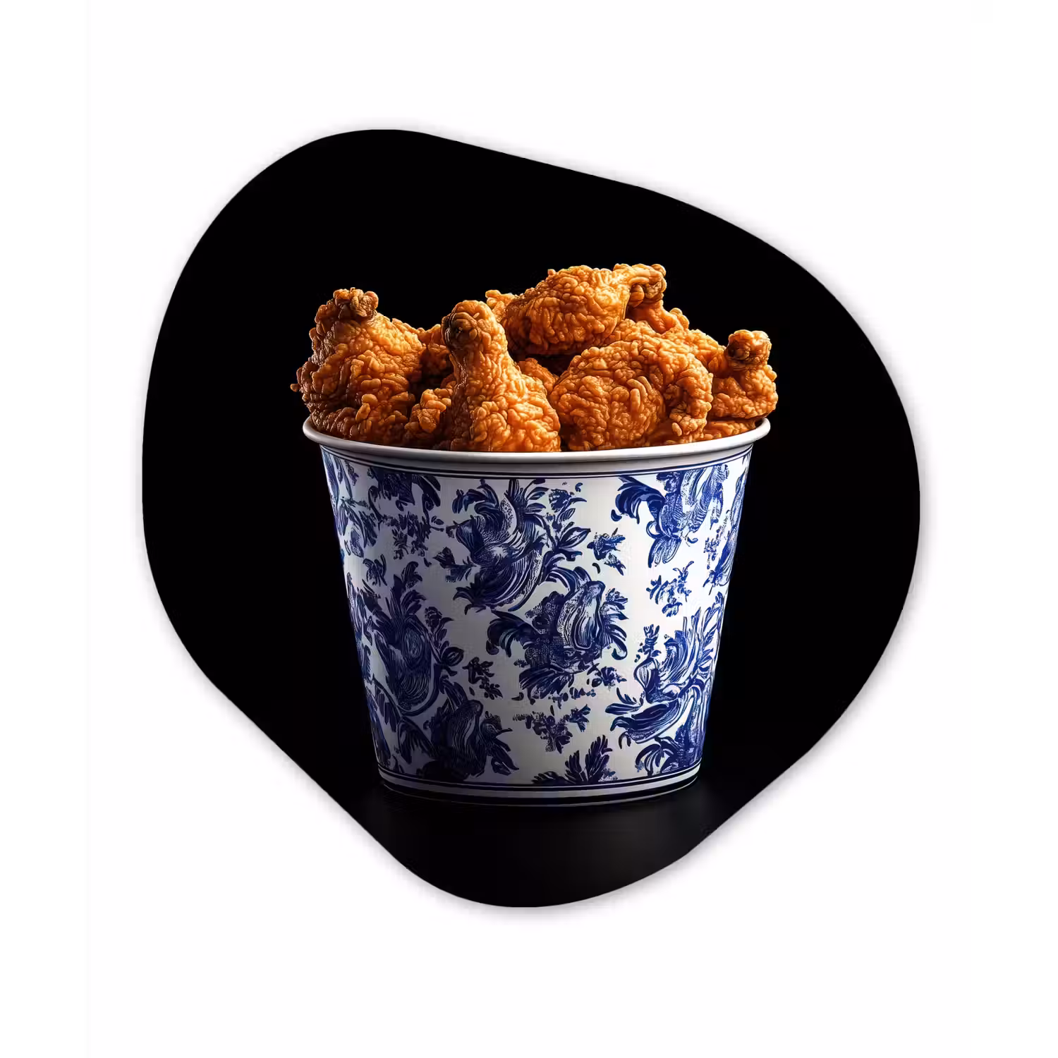 Kip - Bucket - Delfts blauw - Lekker Wandcirkel Organisch Aluminium middel -3d