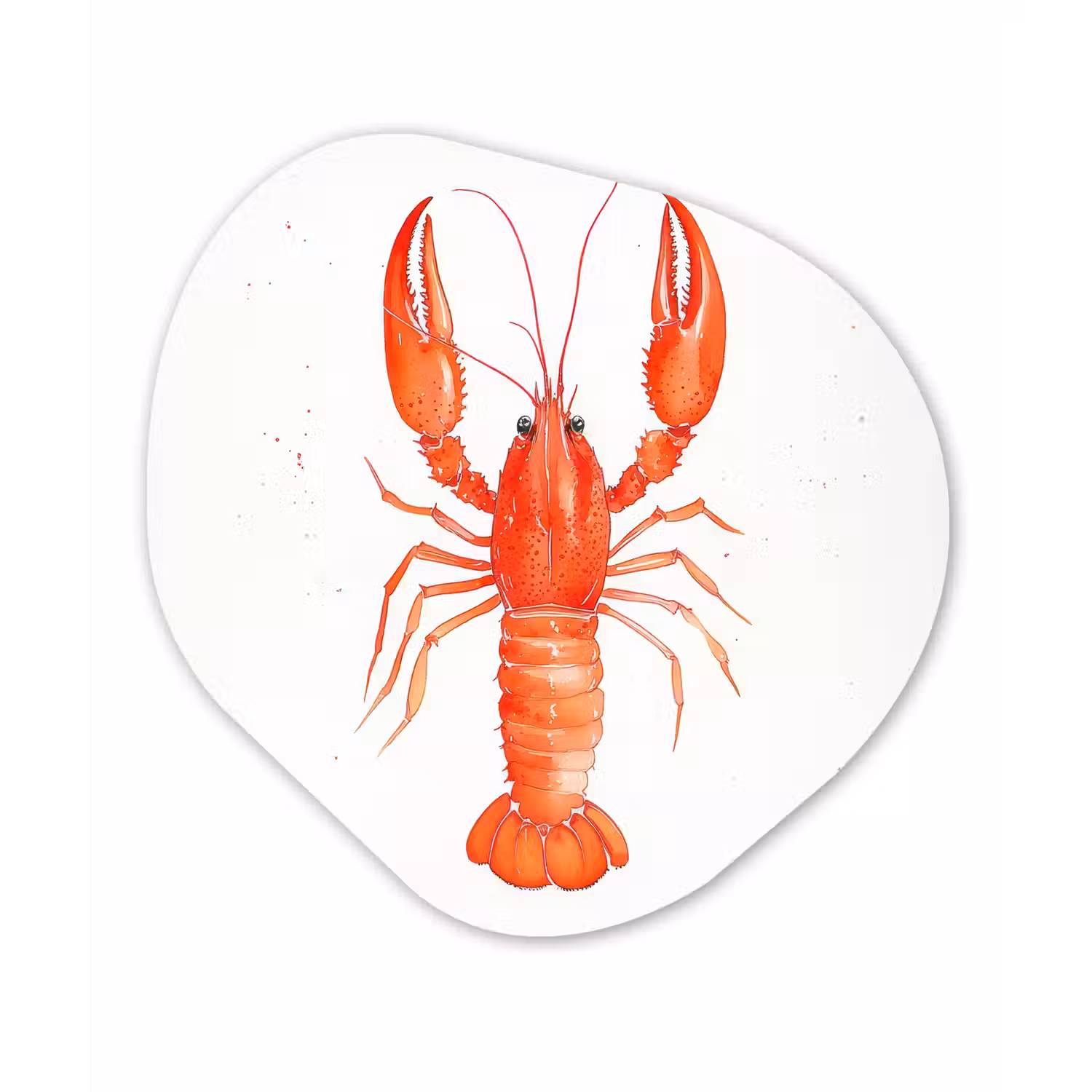 Kreeft - Waterverf - Aquarel - Oranje Wandcirkel Organisch Aluminium middel -3d