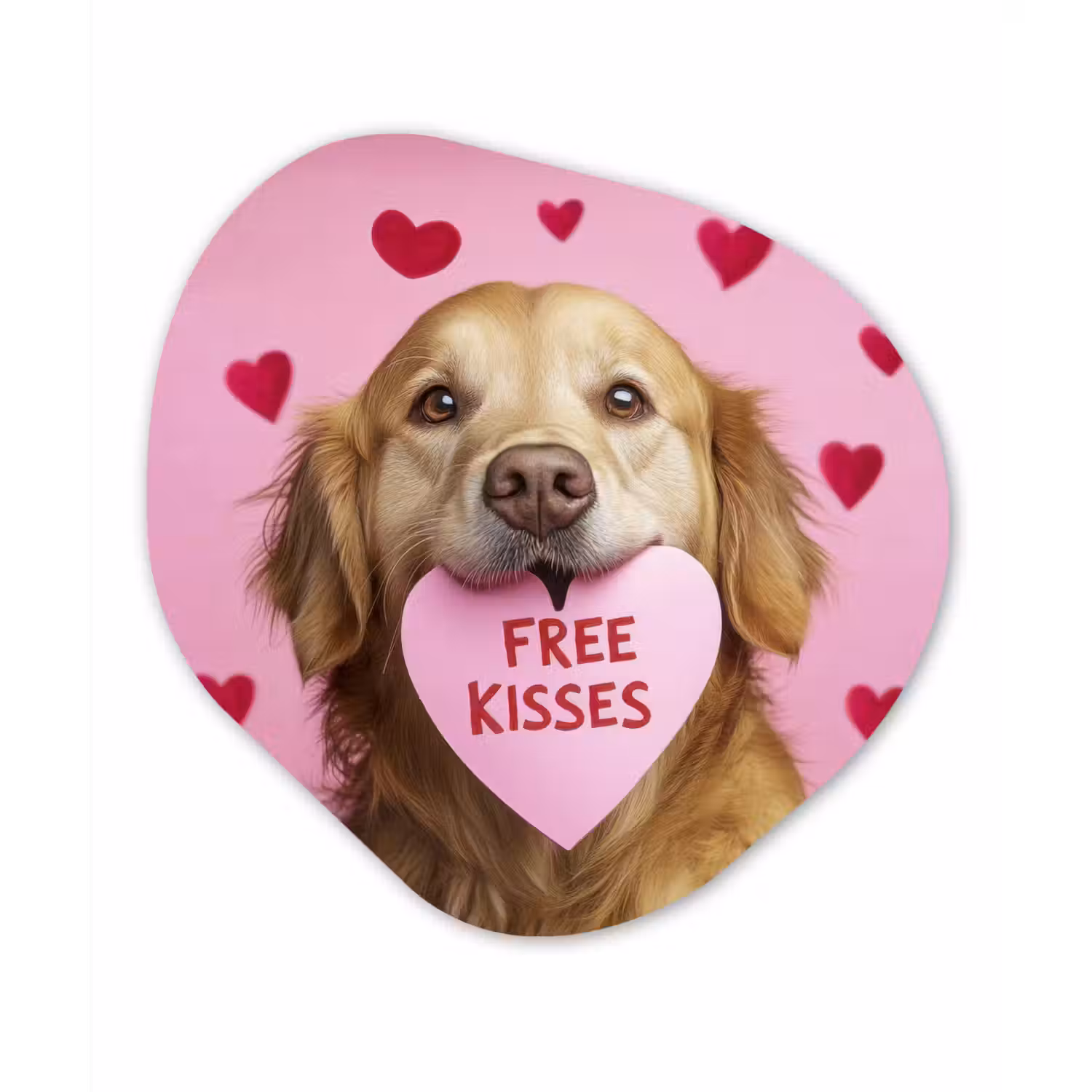 Hond - Kiss- Valentijn - Hartjes Wandcirkel Organisch Aluminium middel -3d