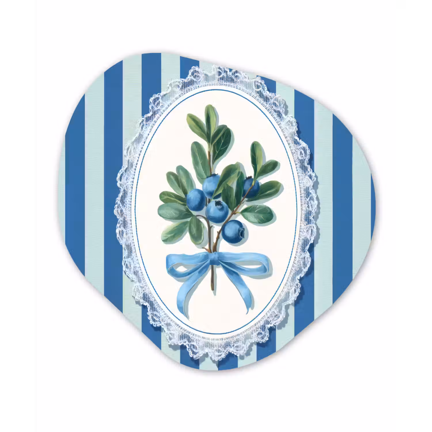 Illustratie - Bessen - Blauw - Strepen Wandcirkel Organisch Aluminium middel -3d