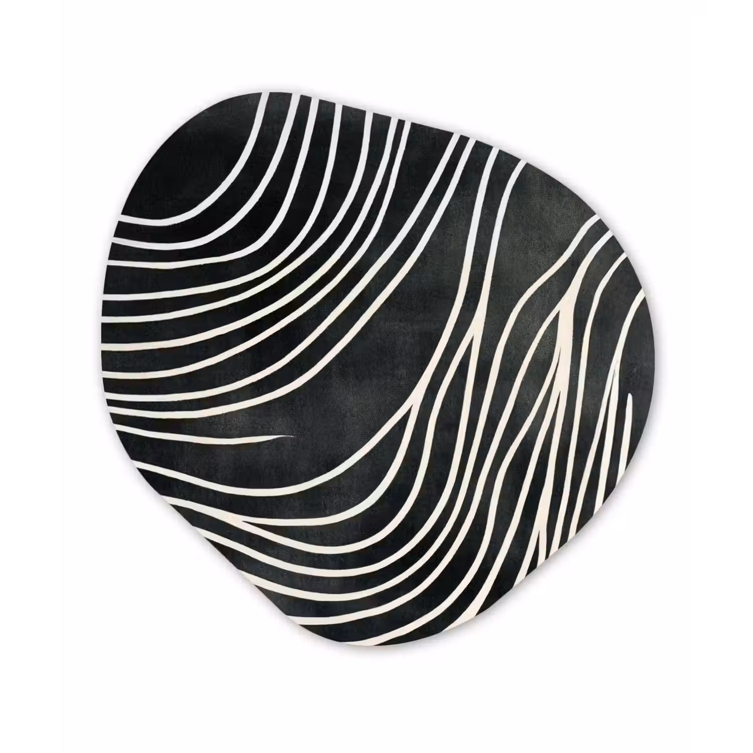 Lijnen - Patroon - Abstract - Wit Wandcirkel Organisch Aluminium middel -3d