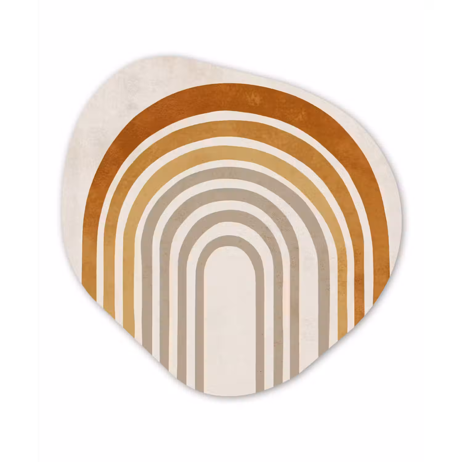Minimalistisch - Boog - Lijnen - Beige Wandcirkel Organisch Aluminium middel -3d