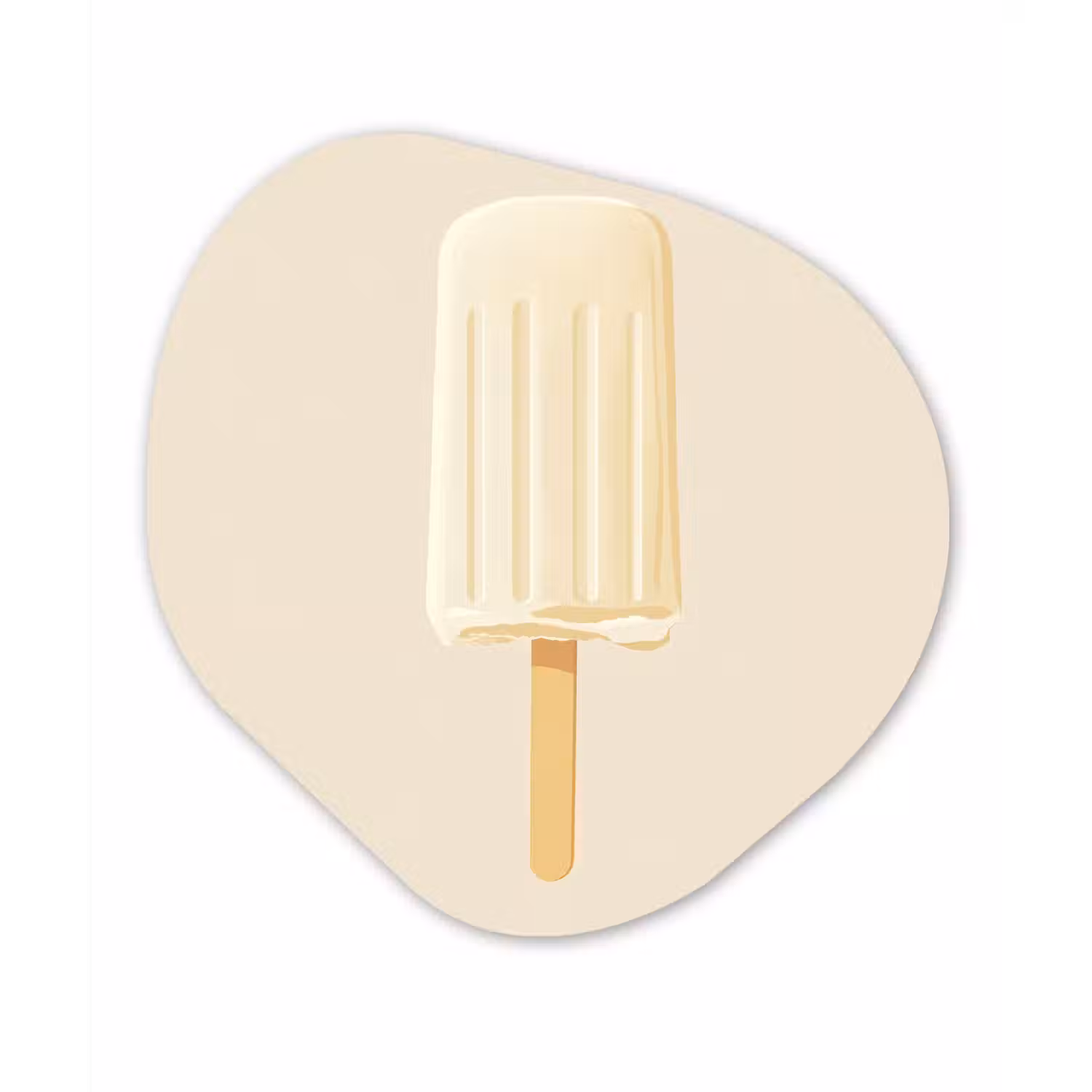 Minimalistisch - Waterijsje - Stokje - Beige Wandcirkel Organisch Aluminium middel -3d