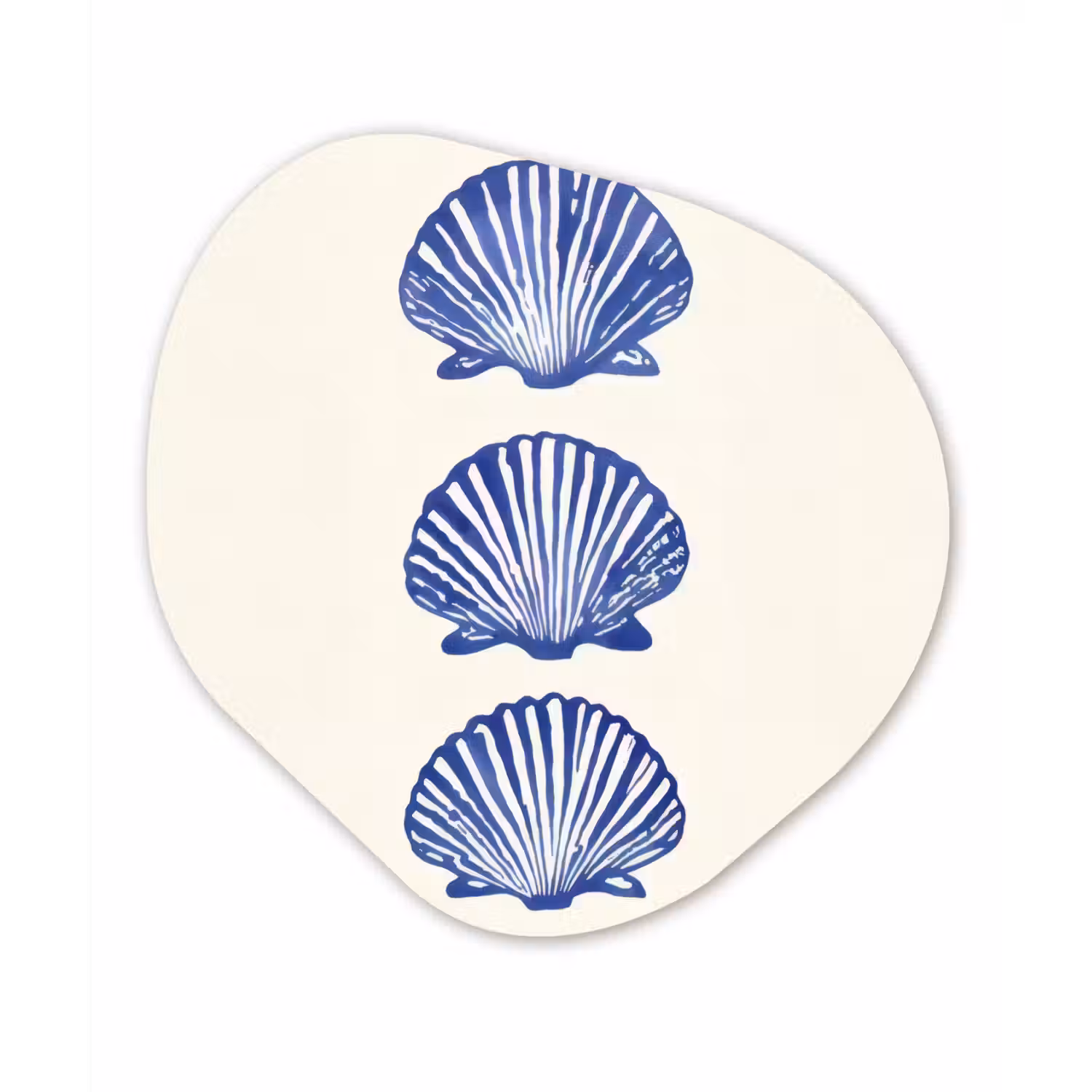 Schelpen - Blauw - Patroon Wandcirkel Organisch Aluminium middel -3d