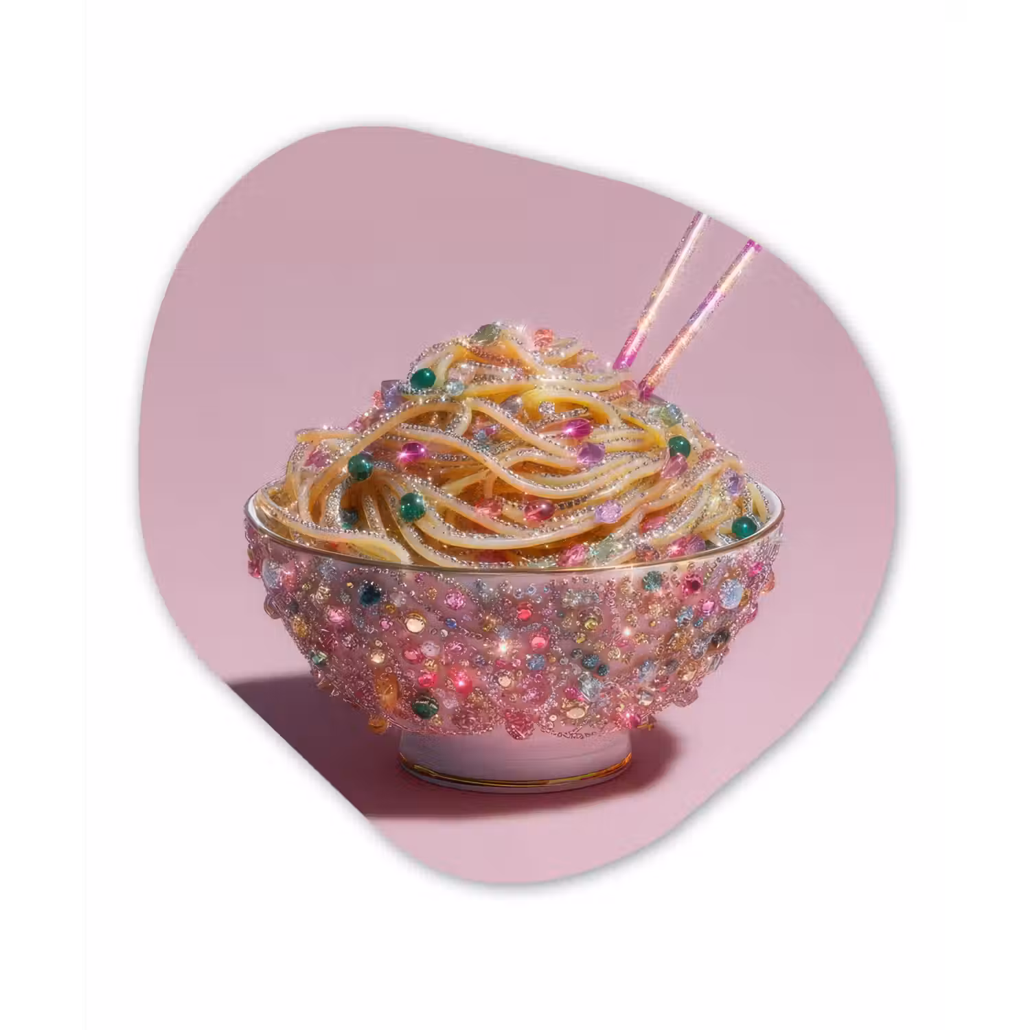 Noodles - Edelstenen - Stokjes - Roze Wandcirkel Organisch Aluminium middel -3d