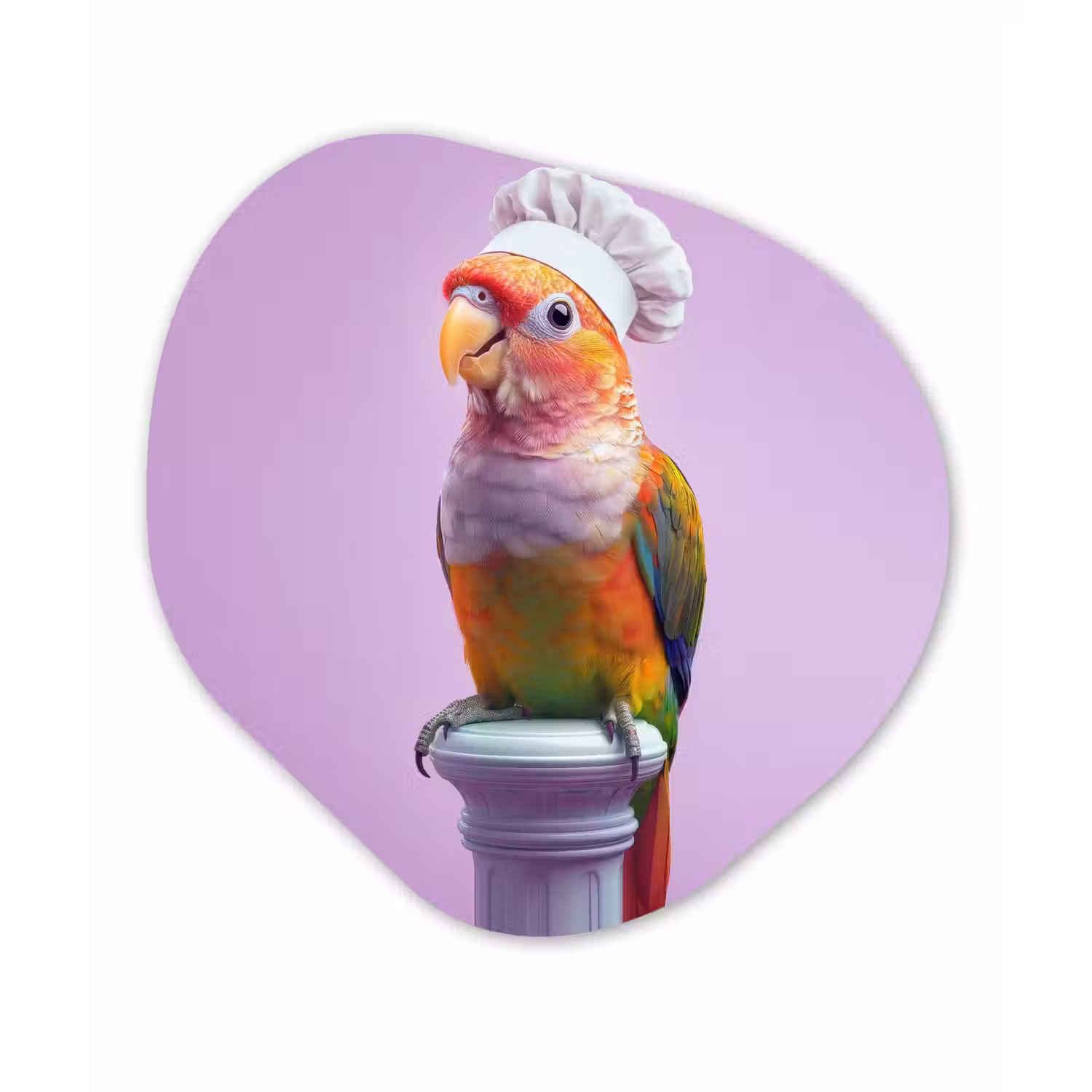 Papegaai - Koksmuts - Pilaar - Vogel Wandcirkel Organisch Aluminium middel -3d