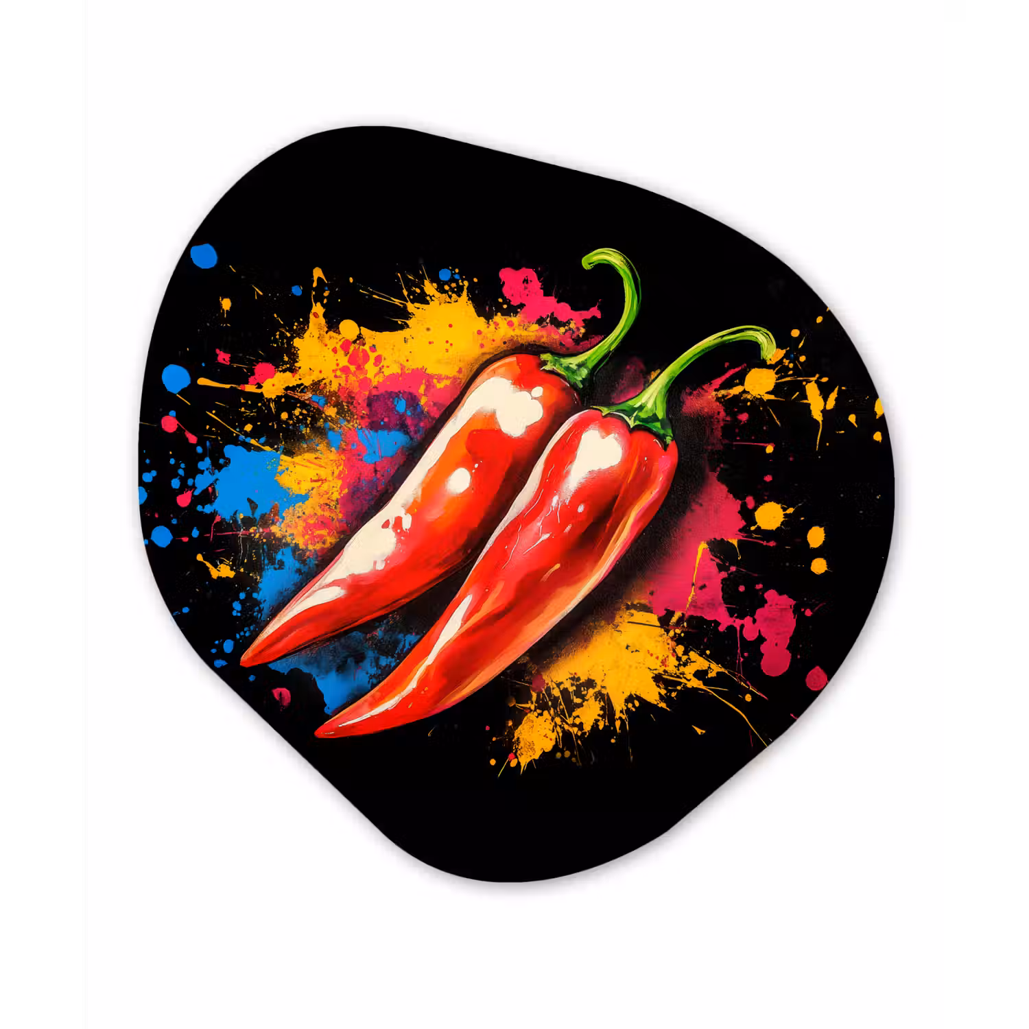 Peper - Graffiti - Verf - Abstract - Modern - Kleurrijk Wandcirkel Organisch Aluminium middel -3d