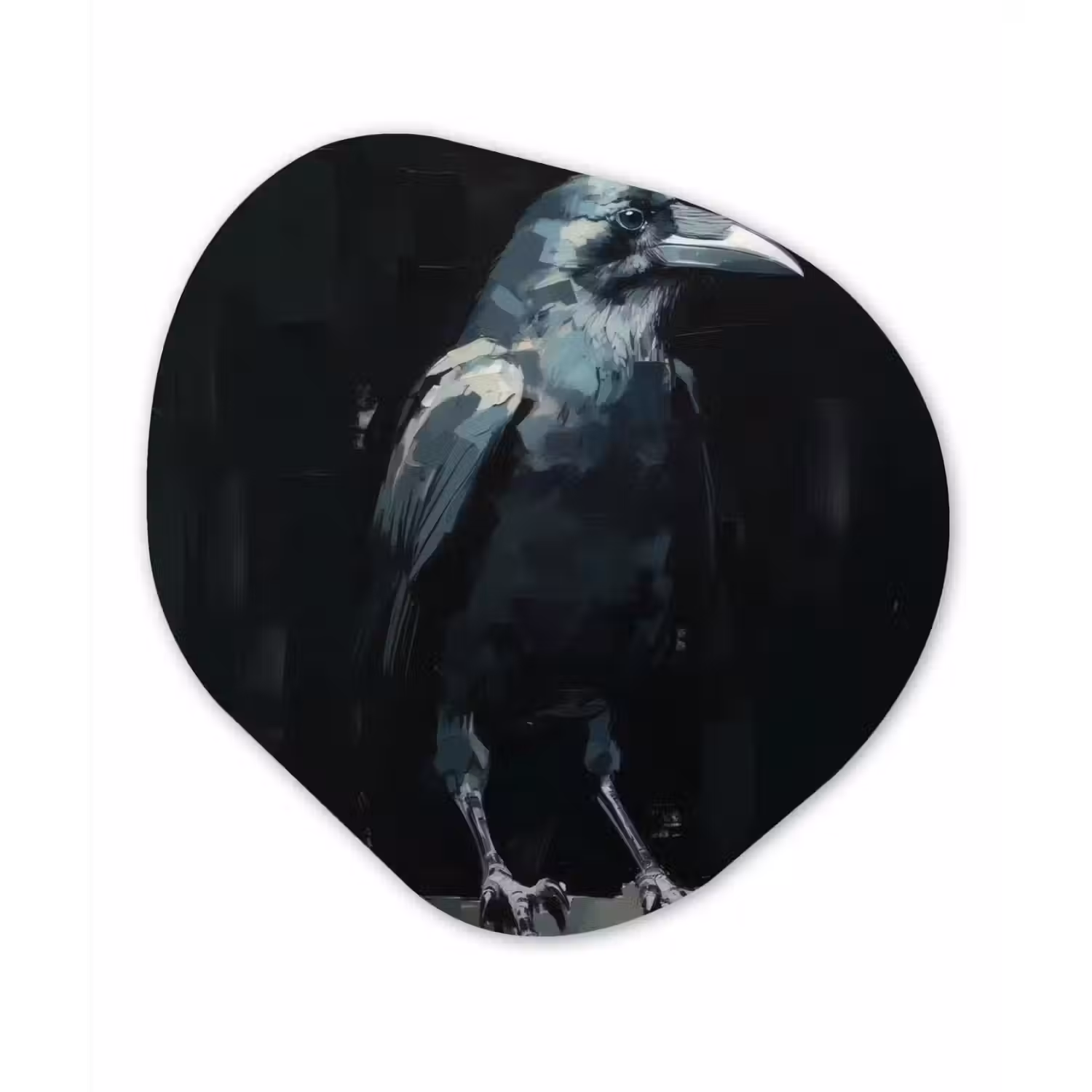 Raaf - Vogels - Zwart Wandcirkel Organisch Aluminium middel -3d