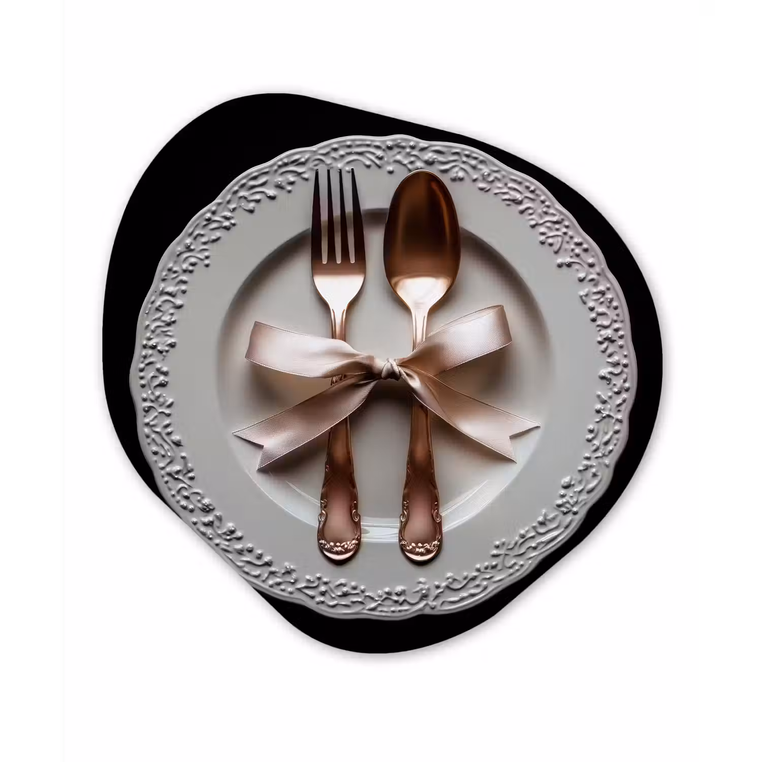 Rose - Strik - Bestek Wandcirkel Organisch Aluminium middel -3d