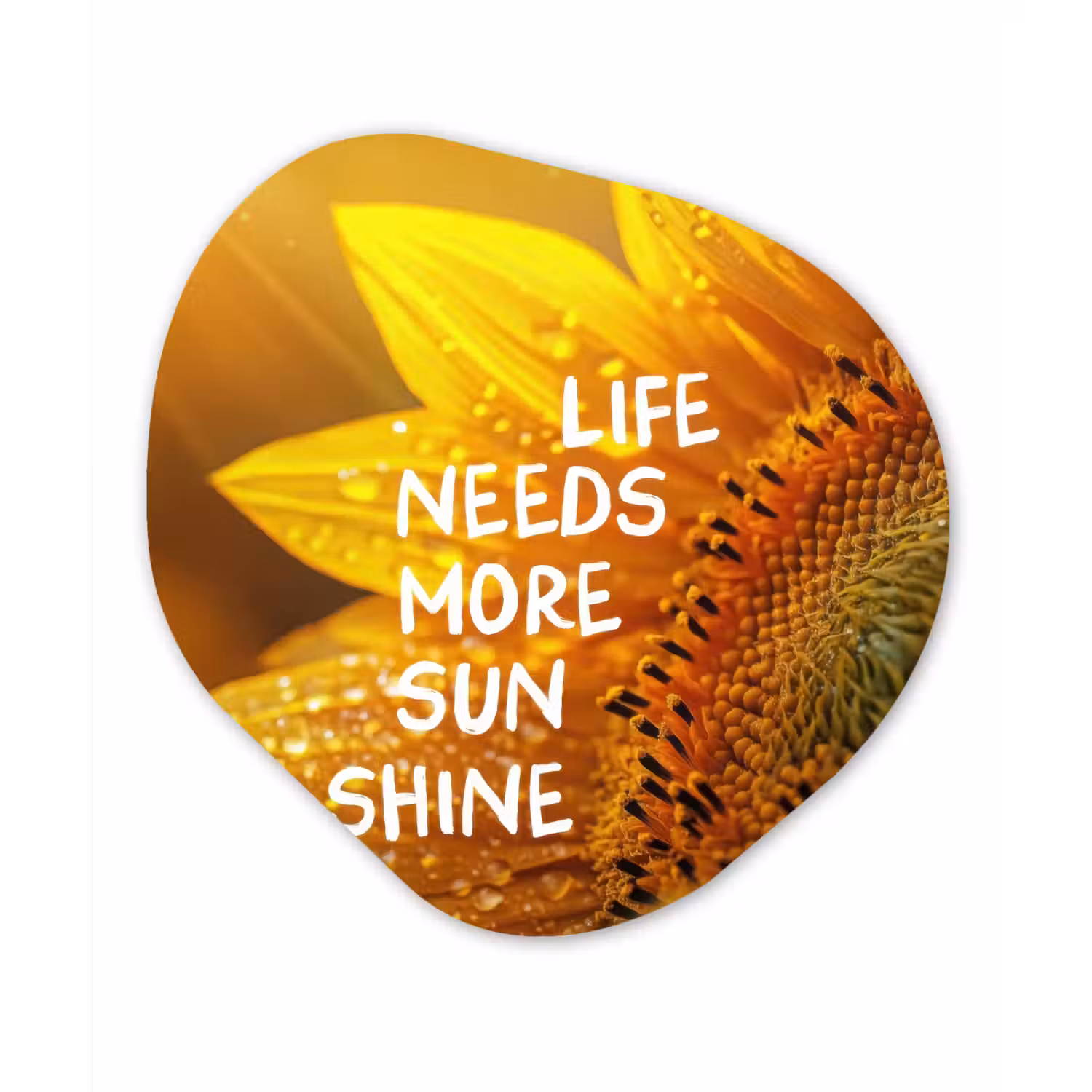 Zonnebloem - Close up - Geel - Quote Wandcirkel Organisch Aluminium middel -3d