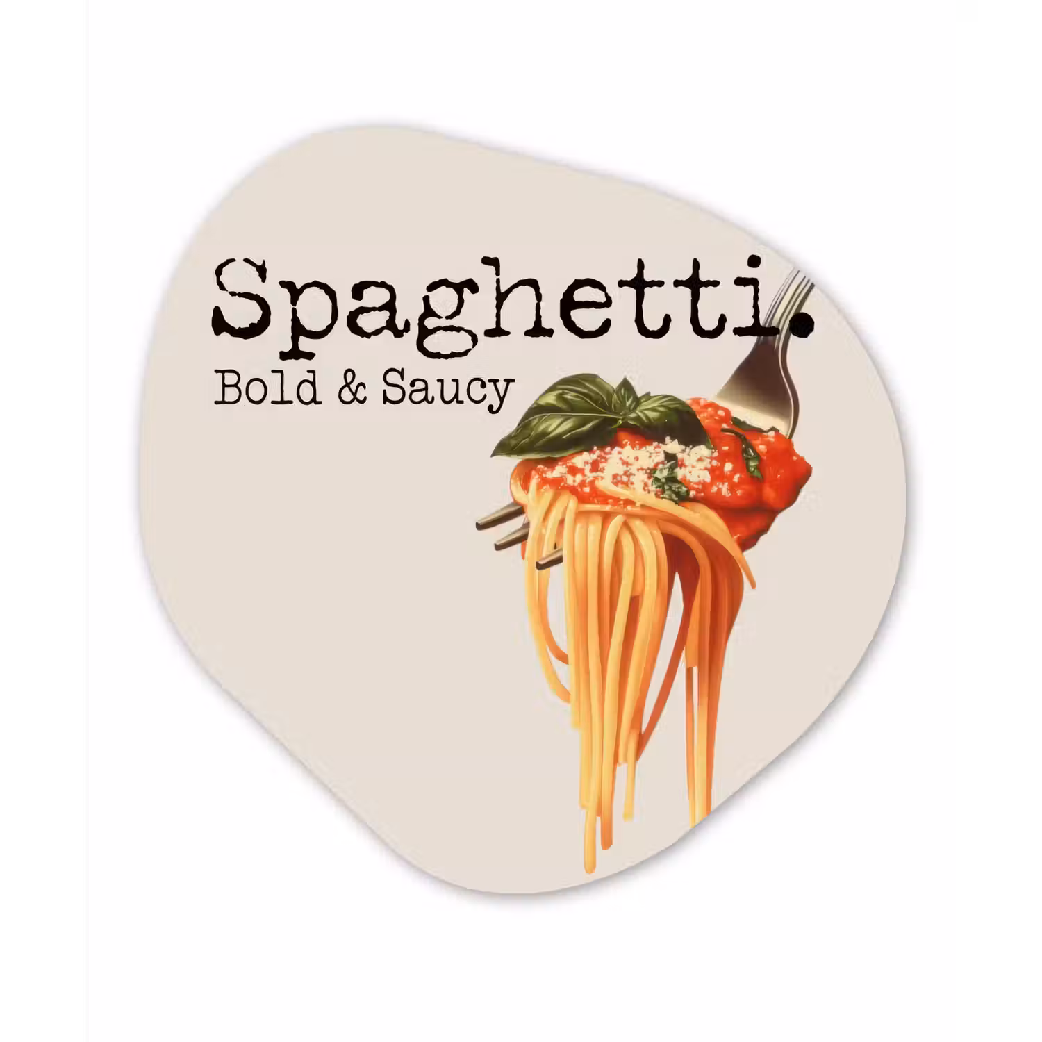Spaghetti - tomatensaus - Parmezaanse kaas Wandcirkel Organisch Aluminium middel -3d