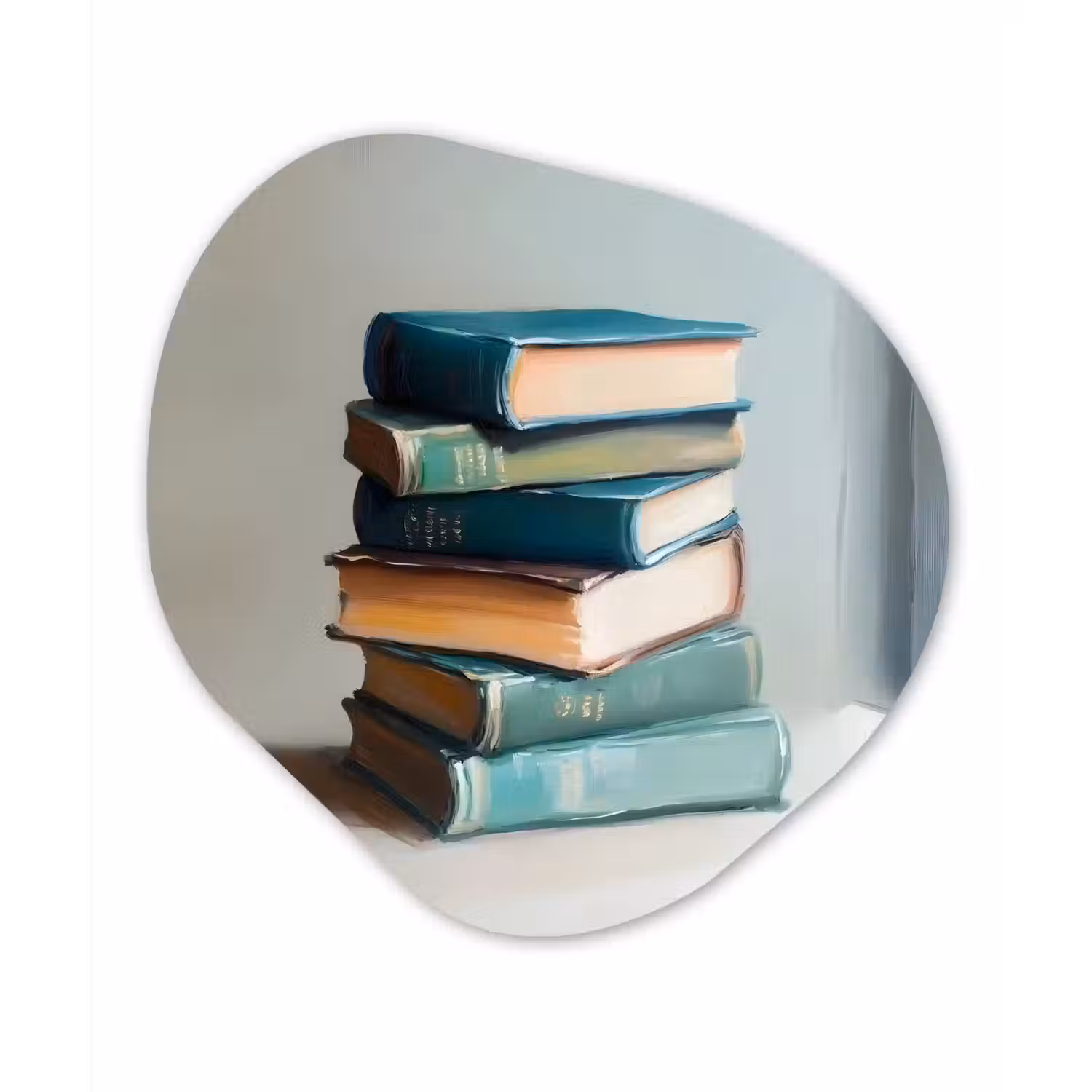 Stapel - Boeken - Groen - Daglicht Wandcirkel Organisch Aluminium middel -3d