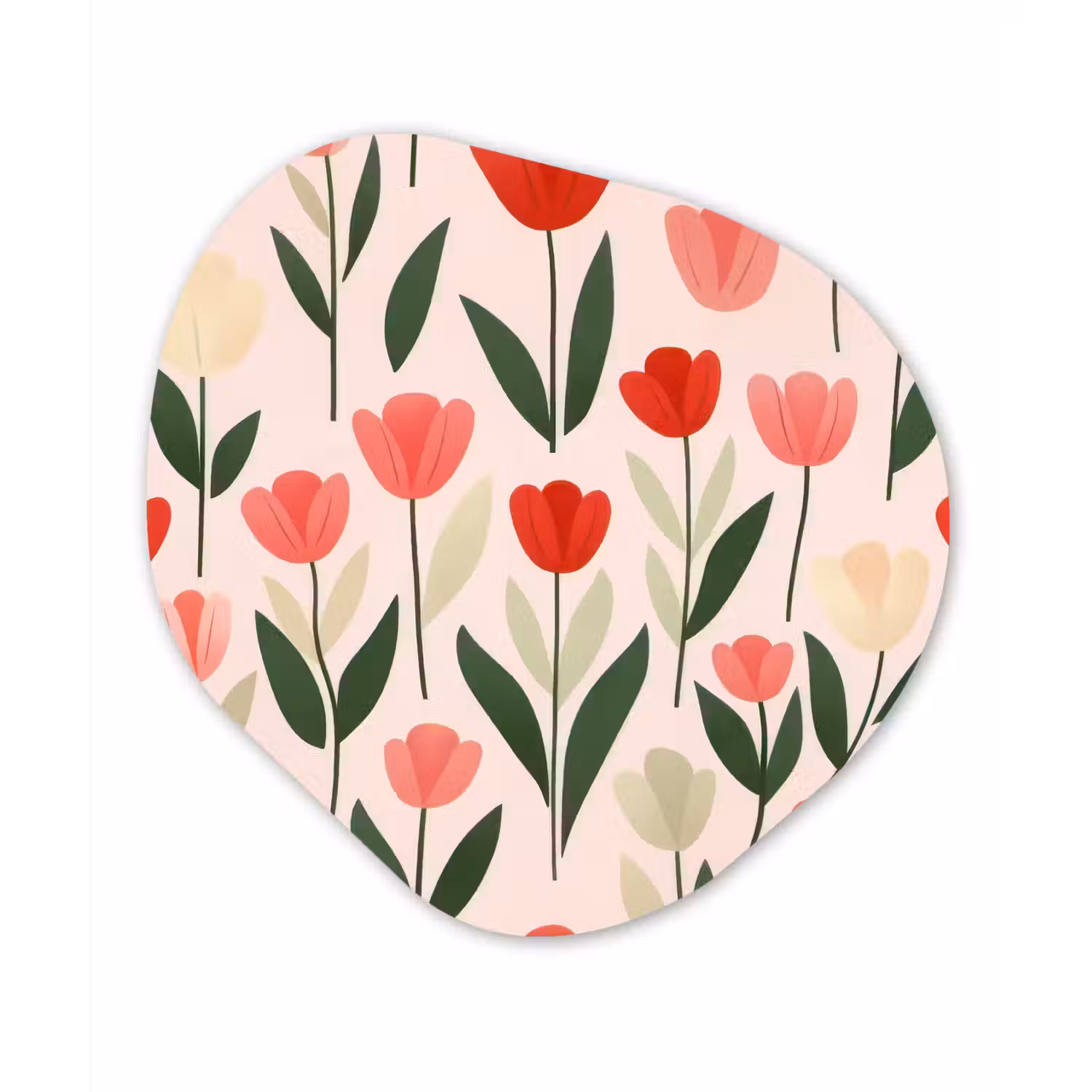 Tulpen - Modern - Roze Wandcirkel Organisch Aluminium middel -3d