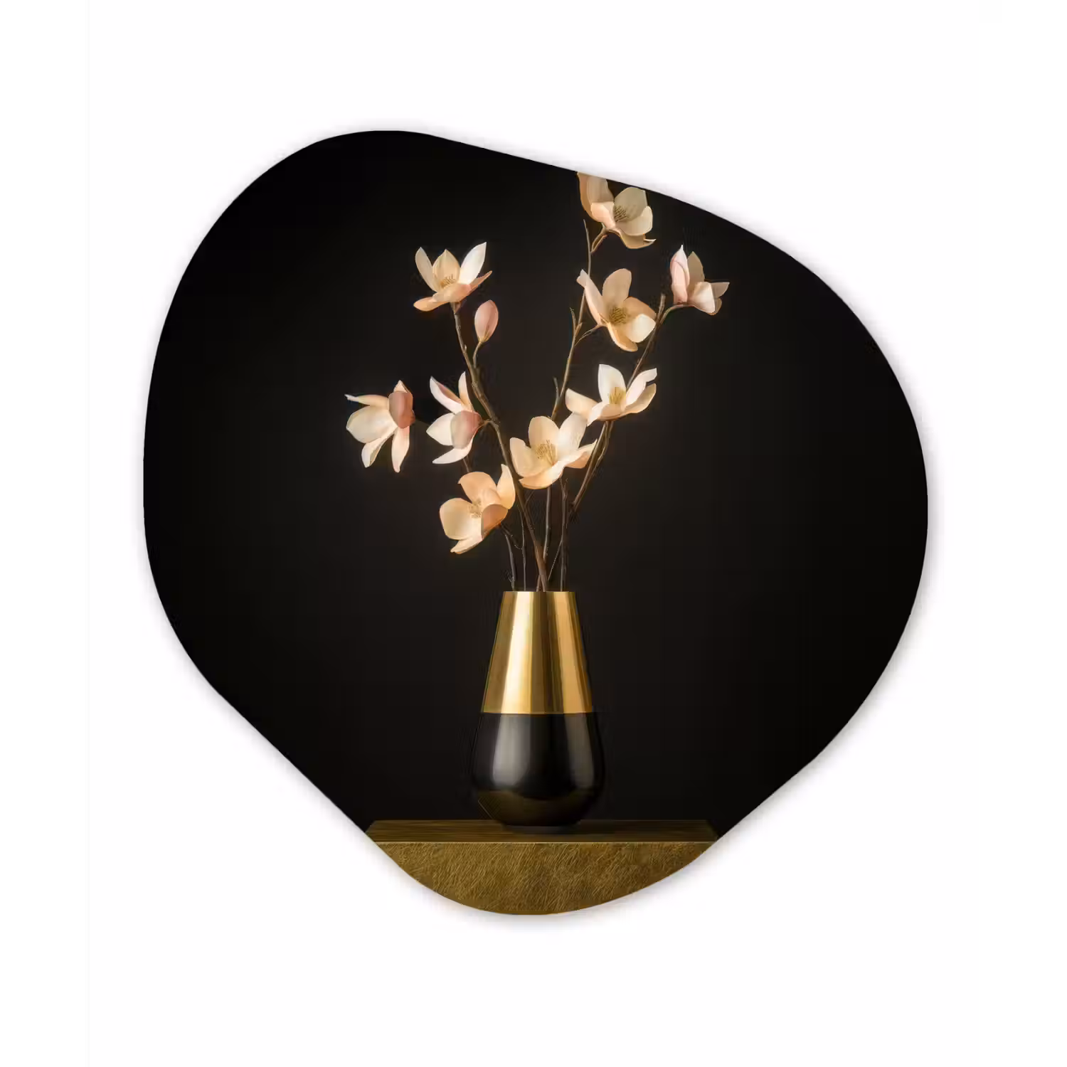 Sierlijk - Boeket - Goud - Vaas Wandcirkel Organisch Aluminium middel -3d