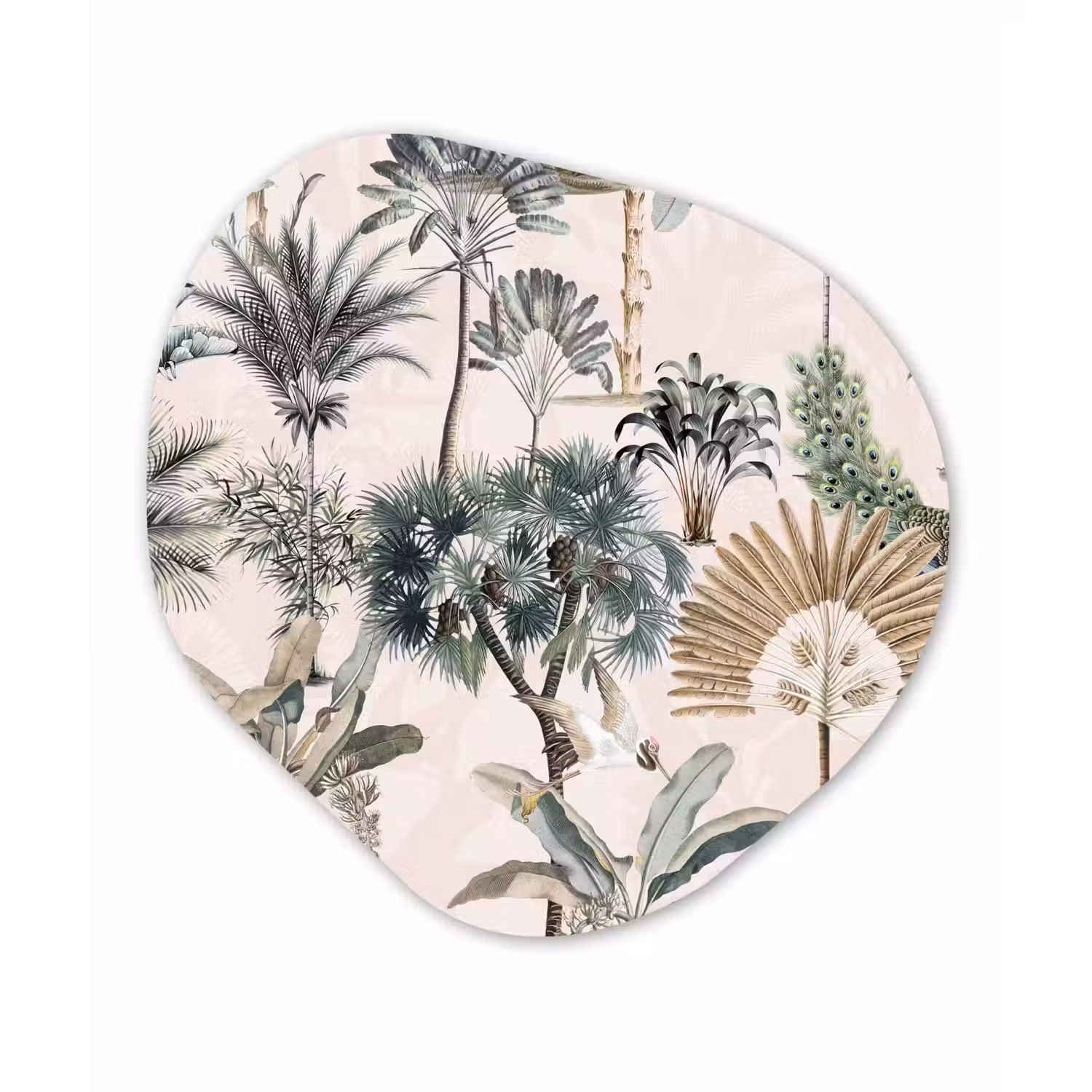 Inductie afdekplaat - Vintage - Jungle - Dieren - Natuur - Inductie beschermer Wandcirkel Organisch Aluminium middel -3d