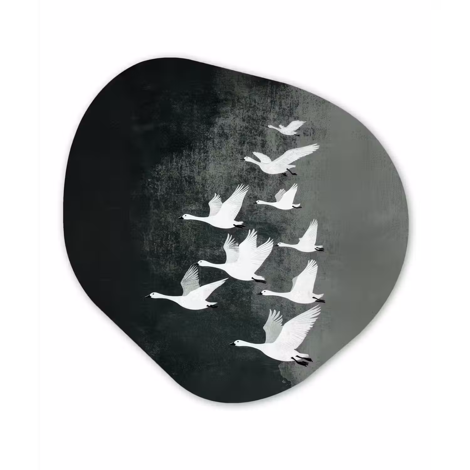 Vogel - Japandi - Groen Wandcirkel Organisch Aluminium middel -3d
