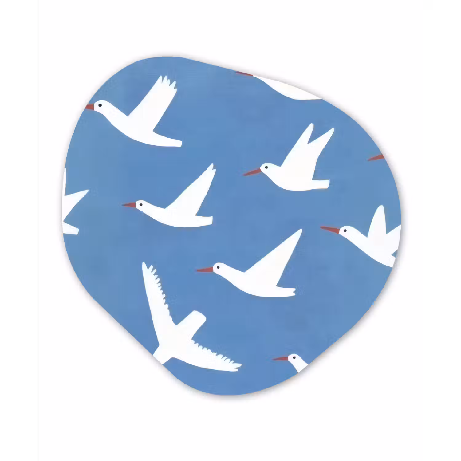 Vogels - Wit - Patroon Wandcirkel Organisch Aluminium middel -3d