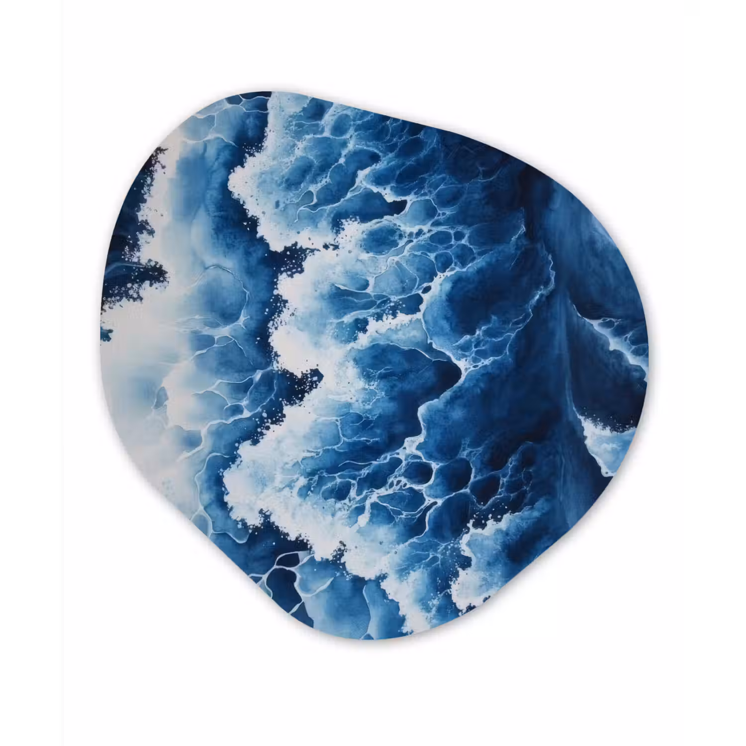 Golven - Blauw - Schuim Wandcirkel Organisch Aluminium middel -3d