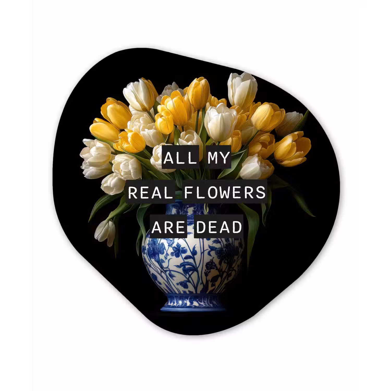 Quotes - Bloem - Tulp - Geel Wandcirkel Organisch Aluminium middel -3d