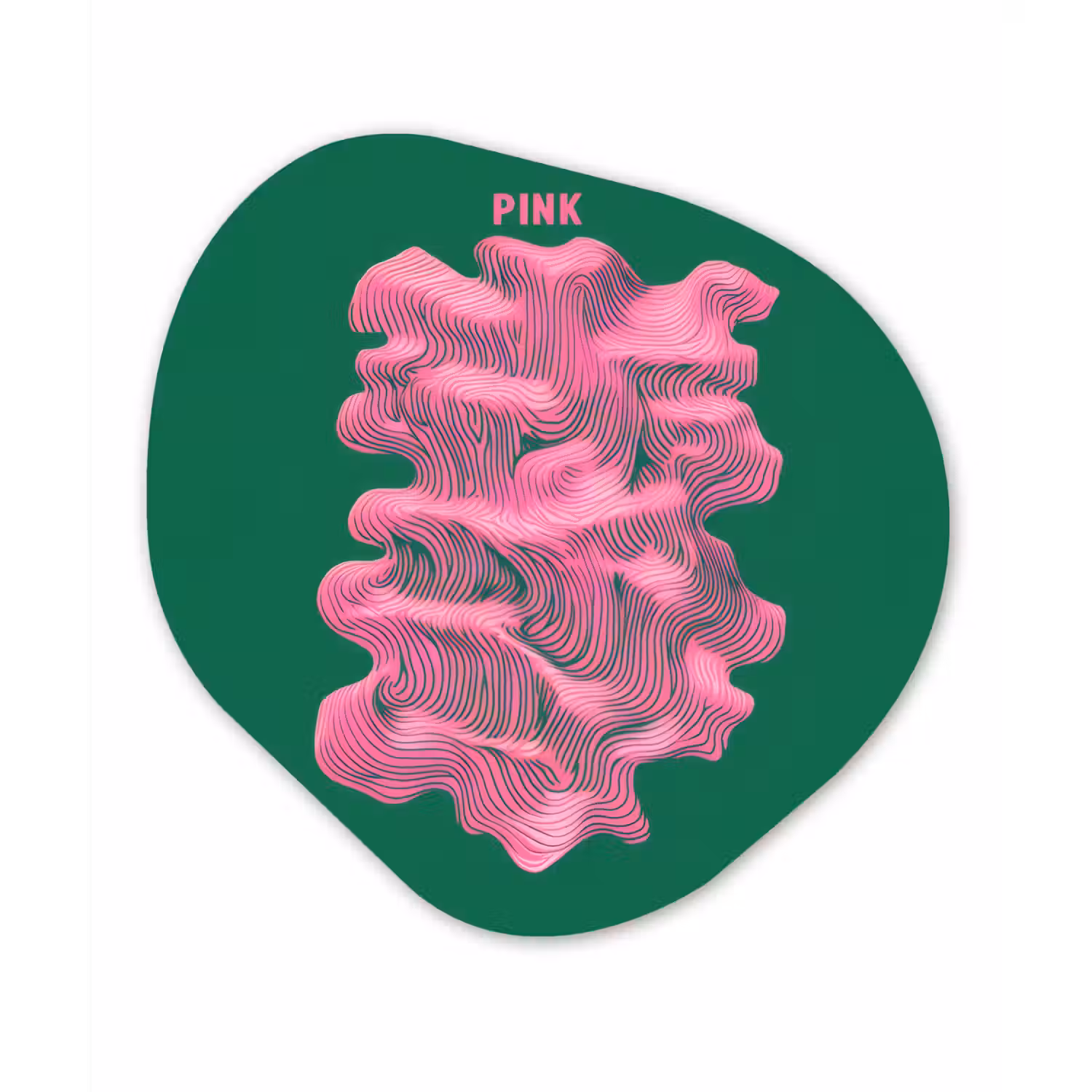 Abstract - Pink - Lijnen - Groen Wandcirkel Organisch Plexiglas middel -3d