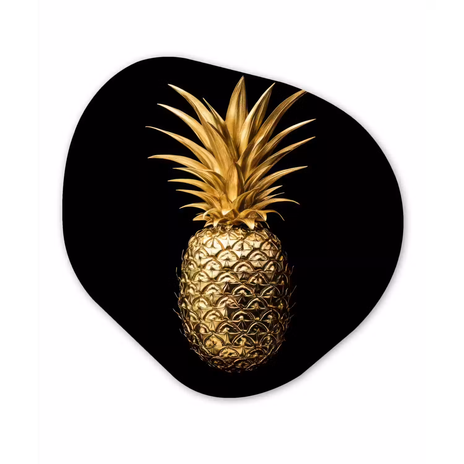 Ananas - Zwart - Goud - Luxe Wandcirkel Organisch Plexiglas middel -3d