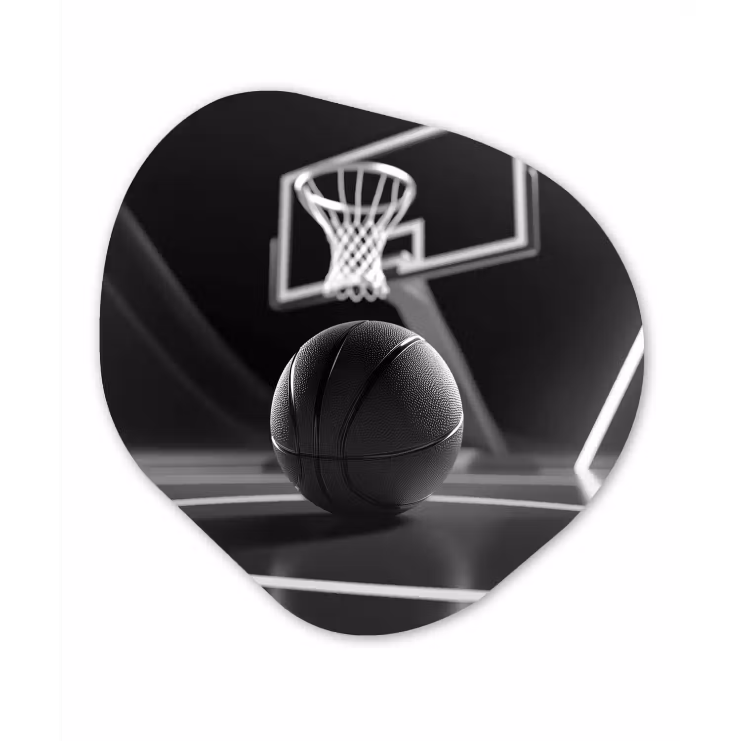 Basketbal - Basketbalveld - Lichtlijnen Wandcirkel Organisch Plexiglas middel -3d