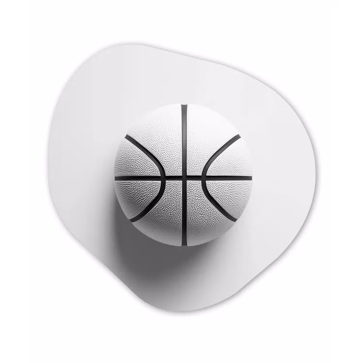 Basketbal - Wit - Schaduw - Lijnen Wandcirkel Organisch Plexiglas middel -3d